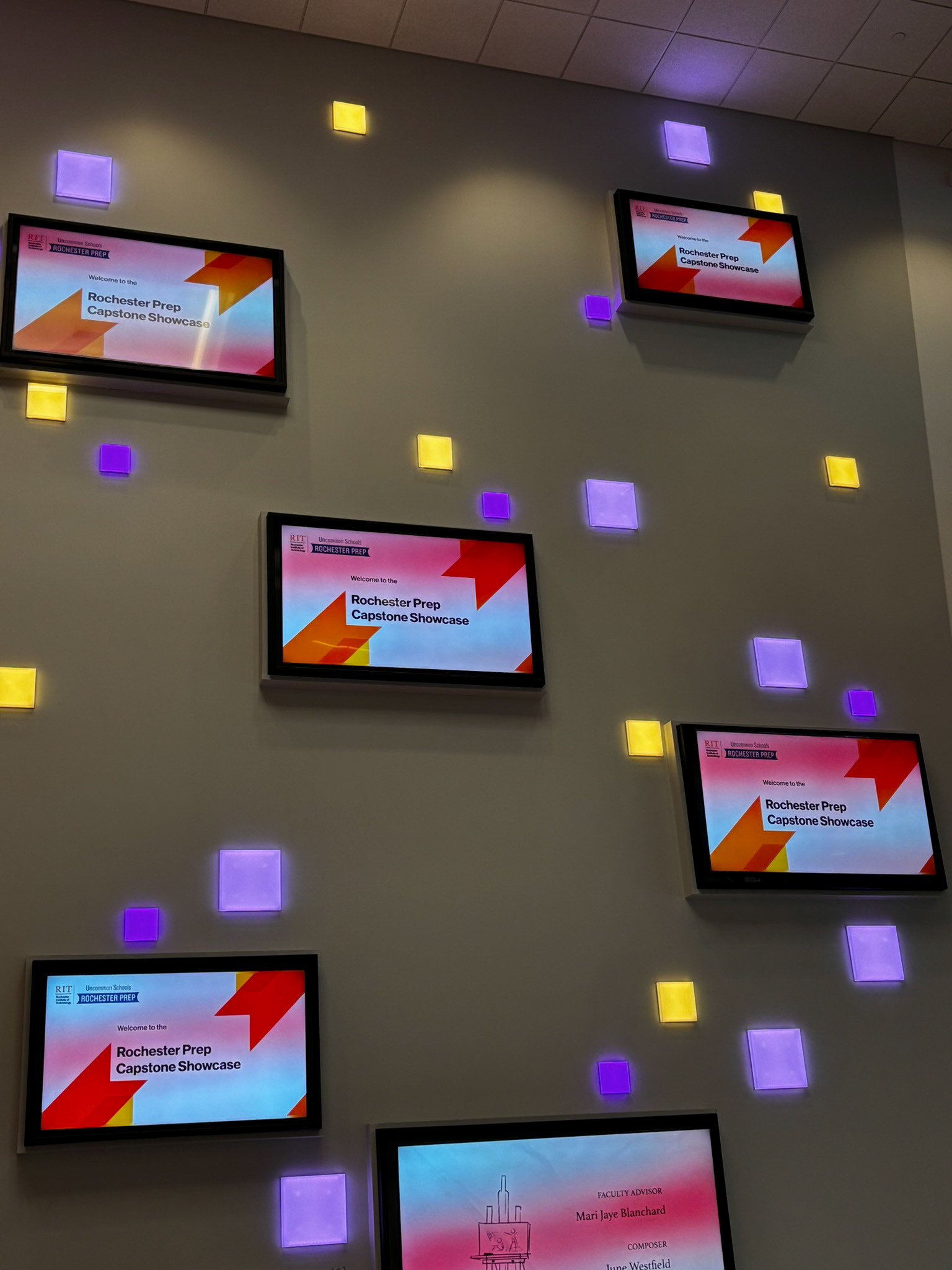 TV Displays in RIT's MAGIC Center lobby.