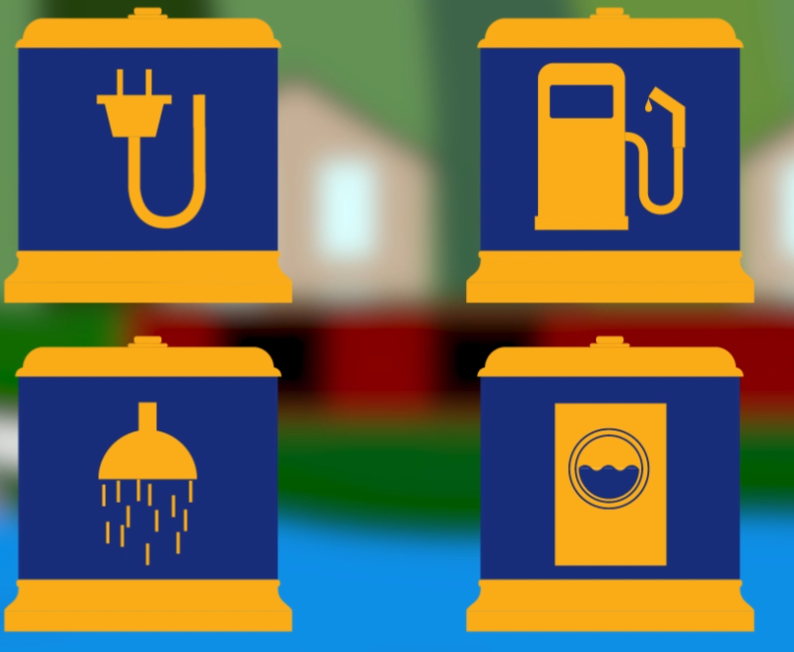 Image of icons from electric, fuel, showers, and laundry.
