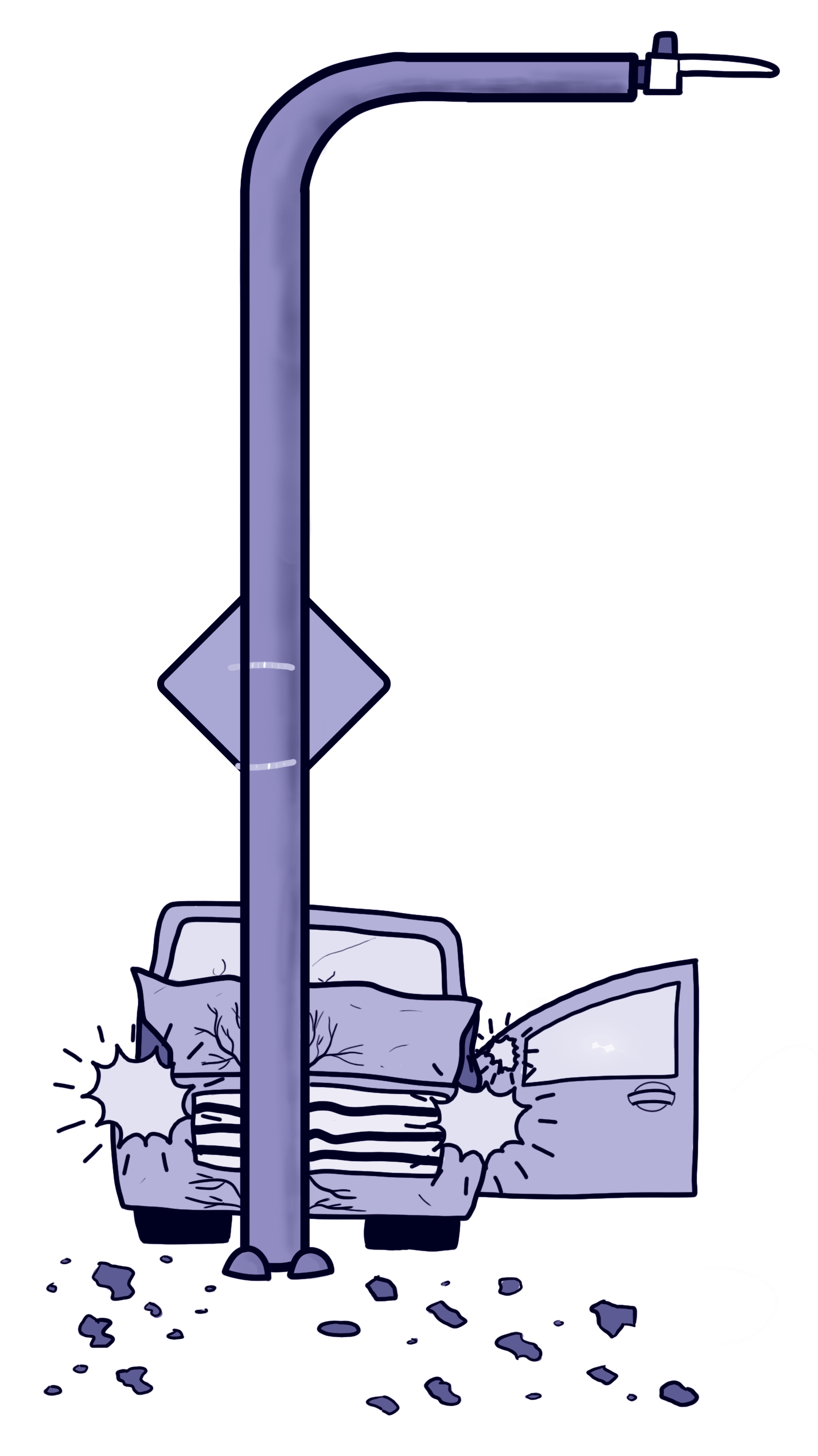 Car crashed into Street Light