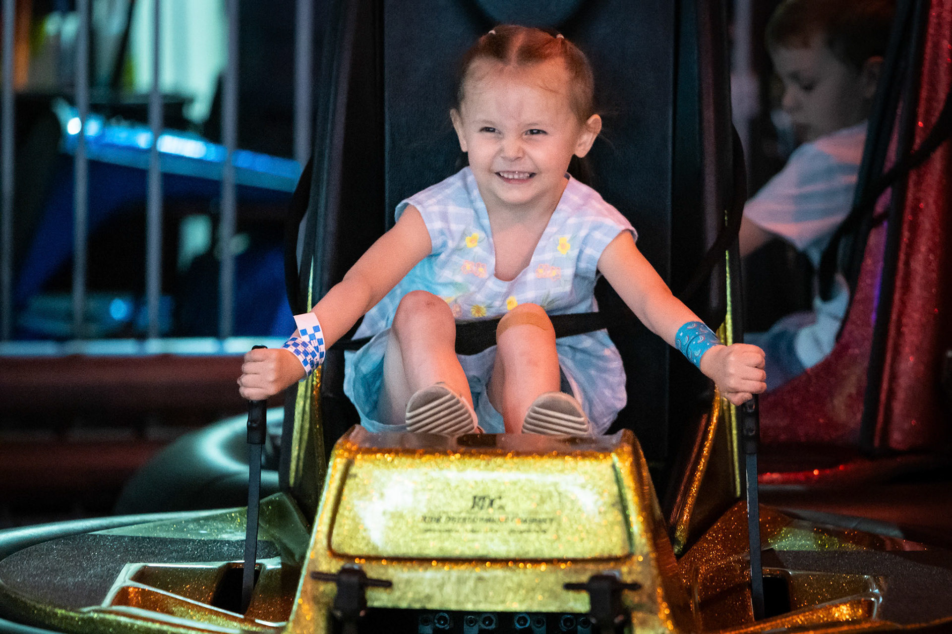 Maneuvering the bumper cars at Family Sports Center