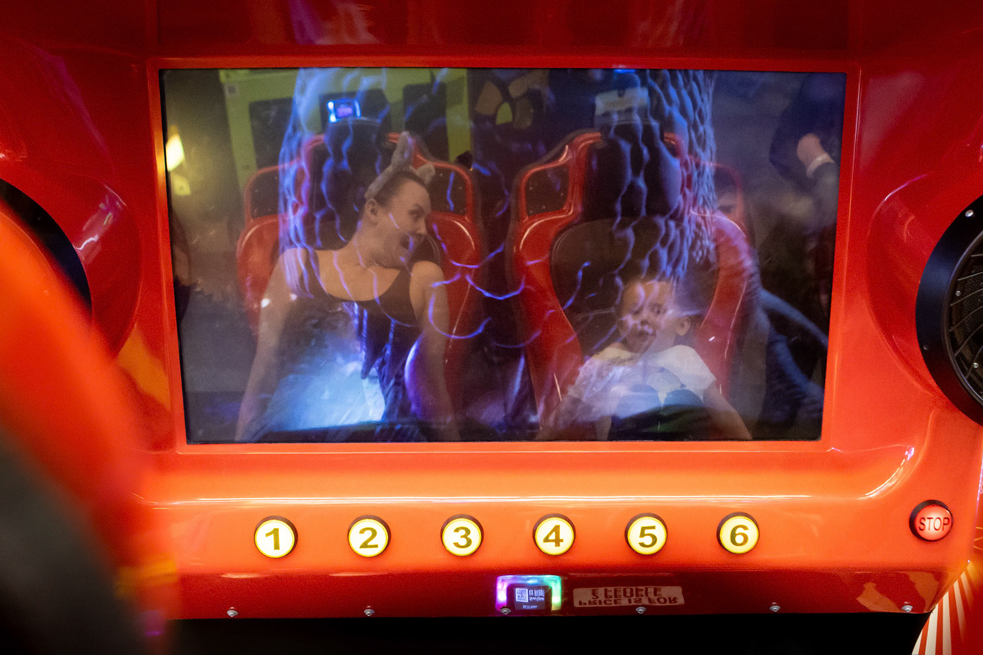 A thrilling ride with Mom on a virtual roller coaster at the Great Wolf Lodge in Colorado Springs