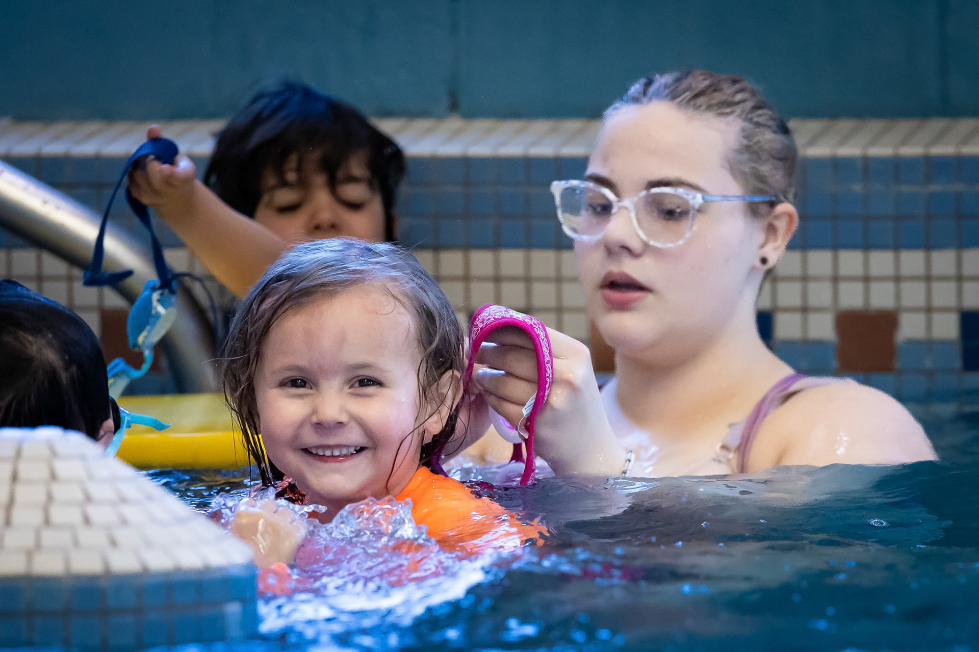 Getting ready for swim lessons at Buck Recreation Center