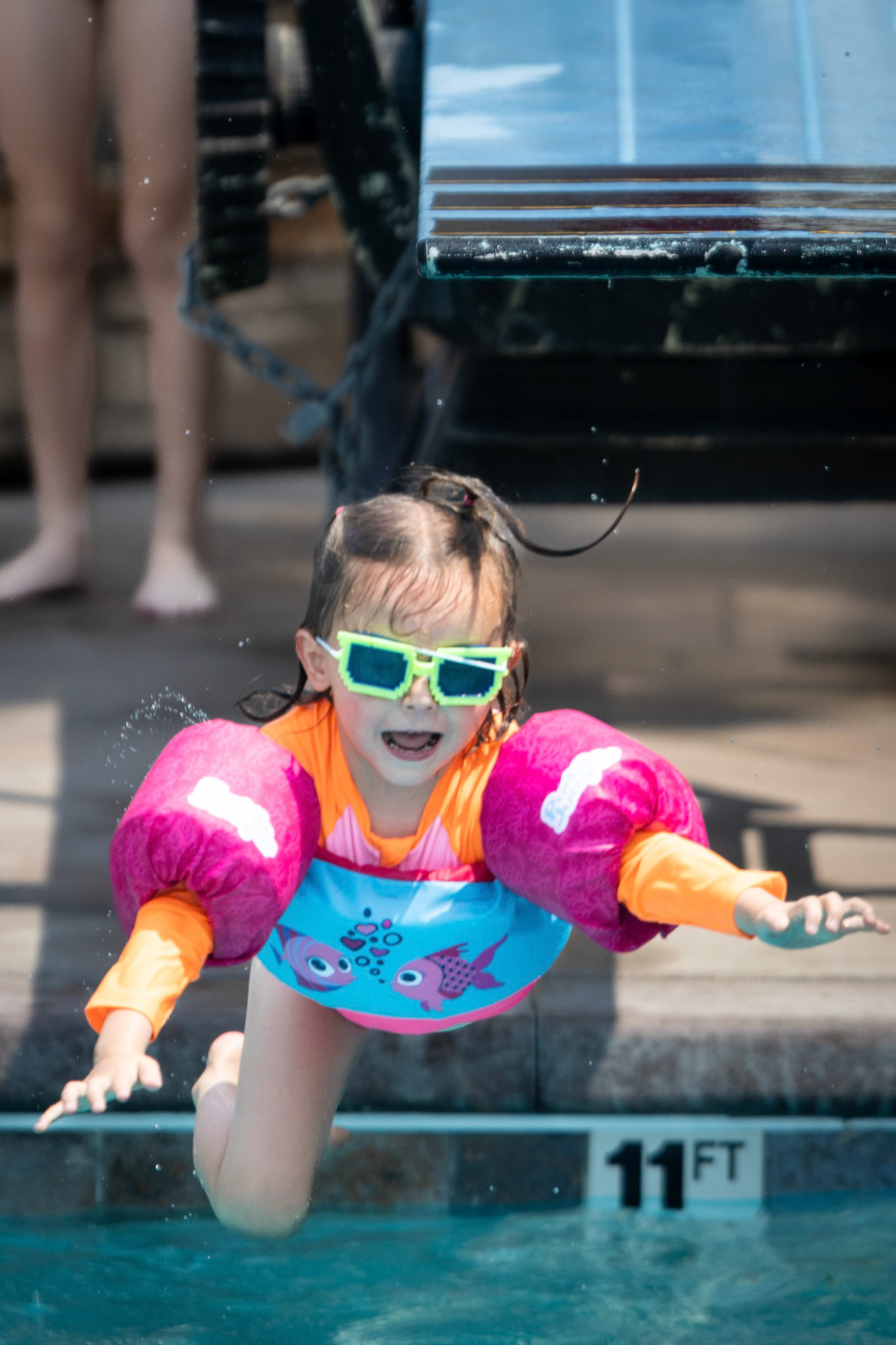 Taking a plunge off of the diving board