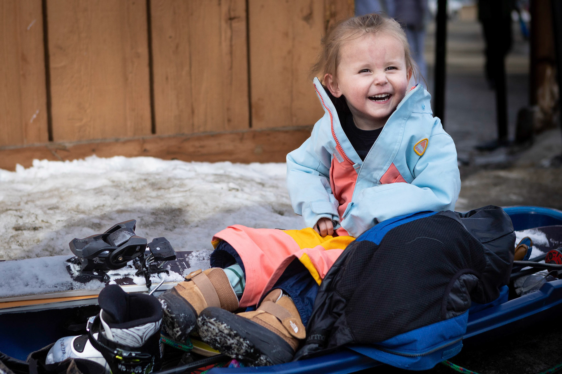 Catching a lift after a few morning runs