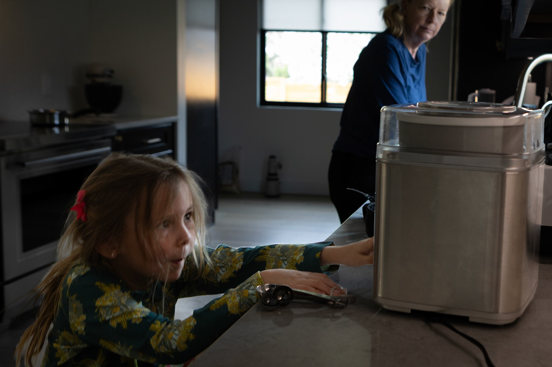 Keeping an eye on the ice cream maker with Mimi