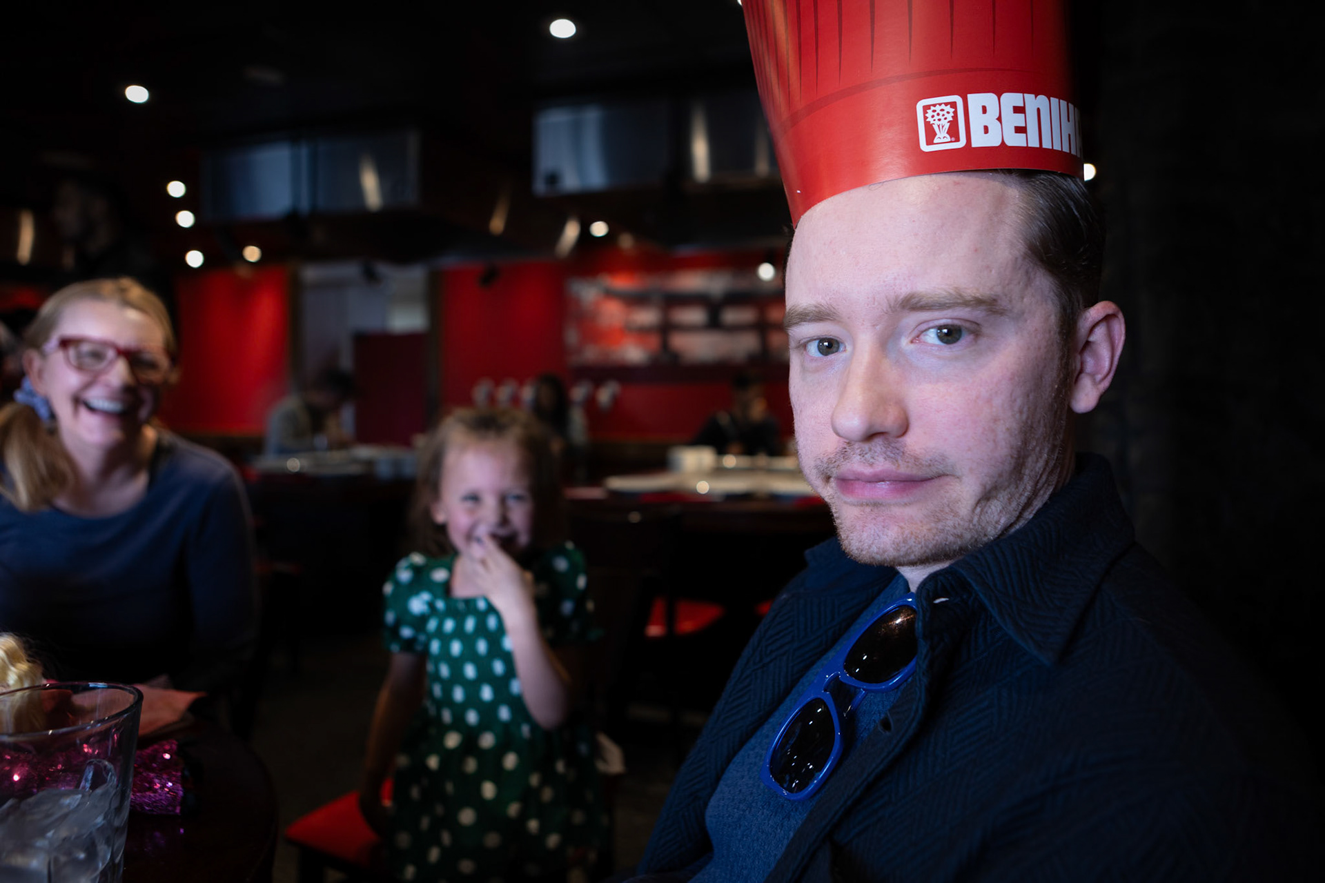 Goofing around with Uncle E at Benihana