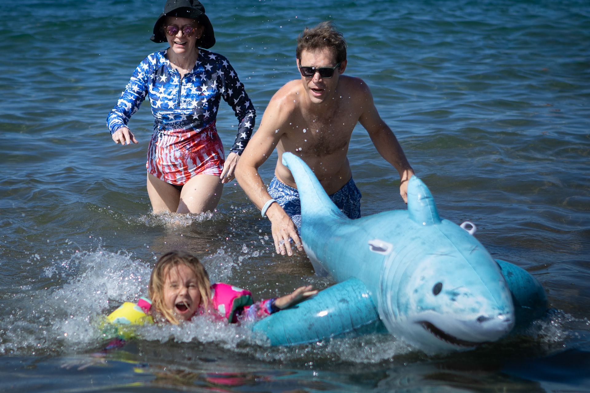 Riding the shark--or trying to--with Dad and Mimi