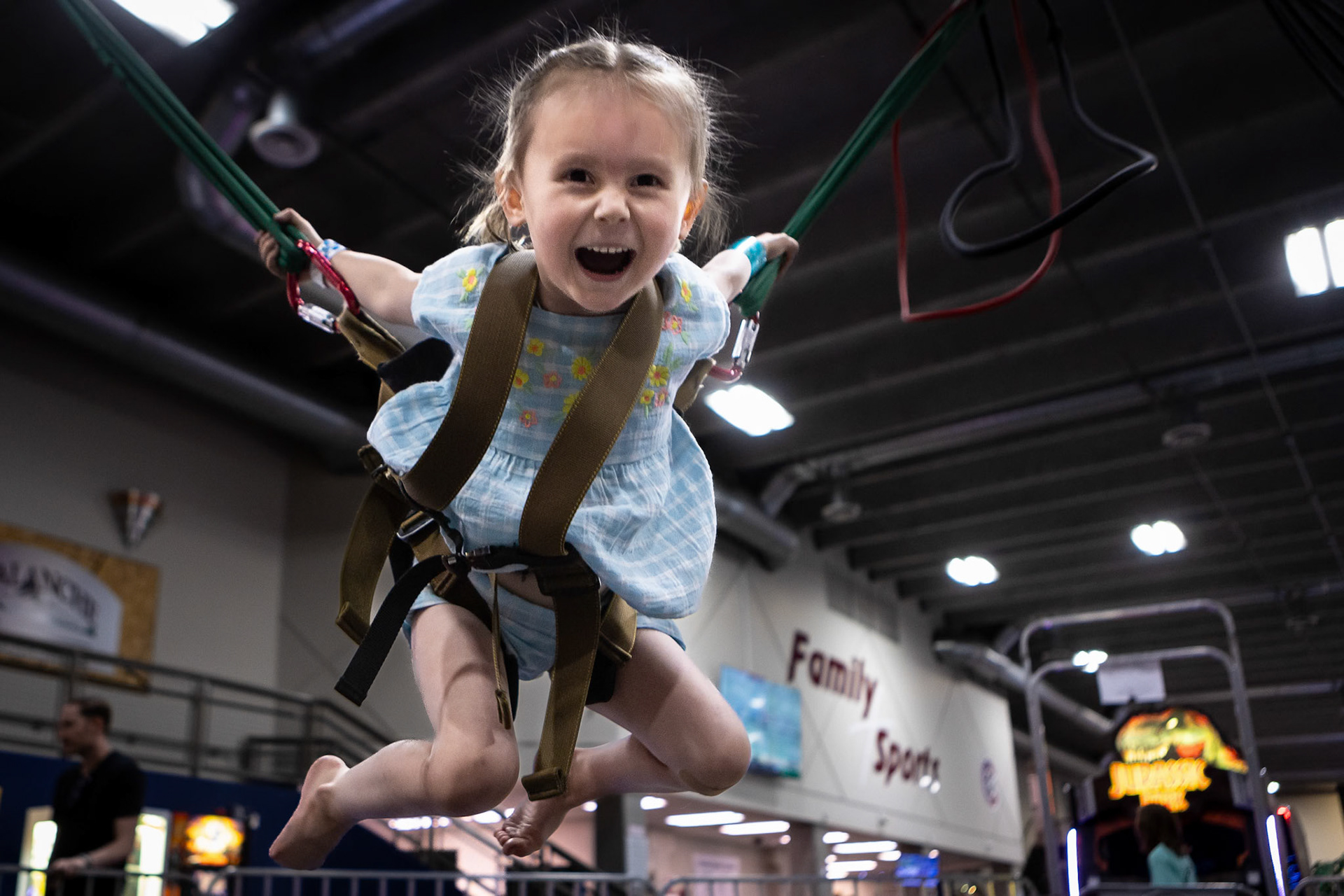Going ballistic on the bungee trampoline at Family Sports Center