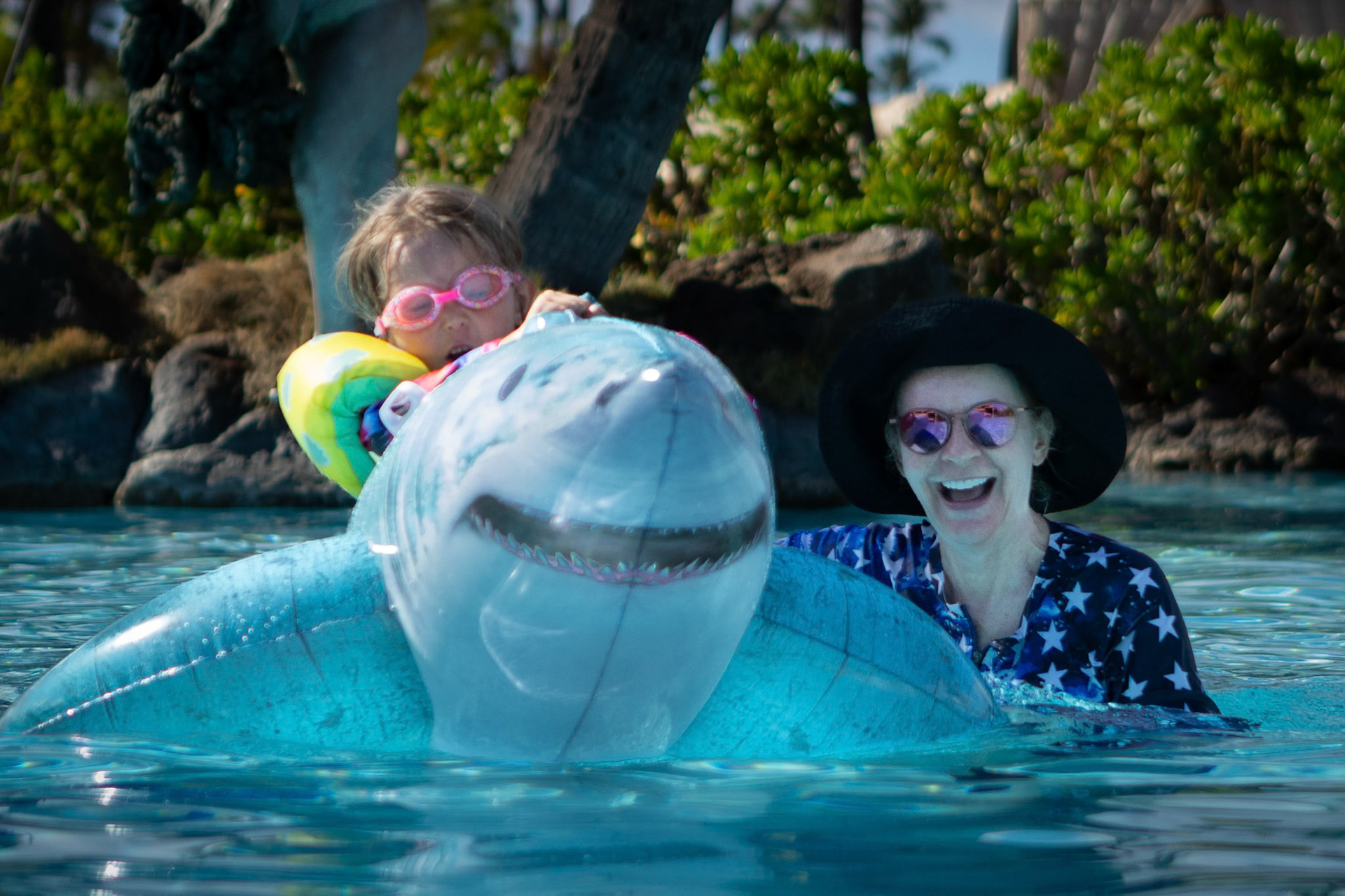 Shark taming with Mimi in the Grand Wailea swimming pool