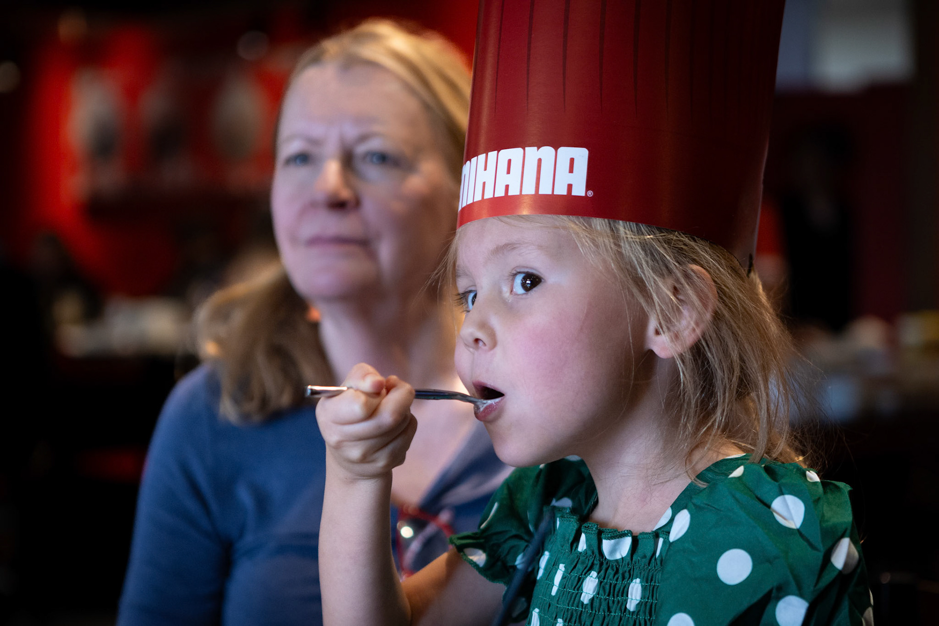 Enjoying dessert at Benihana