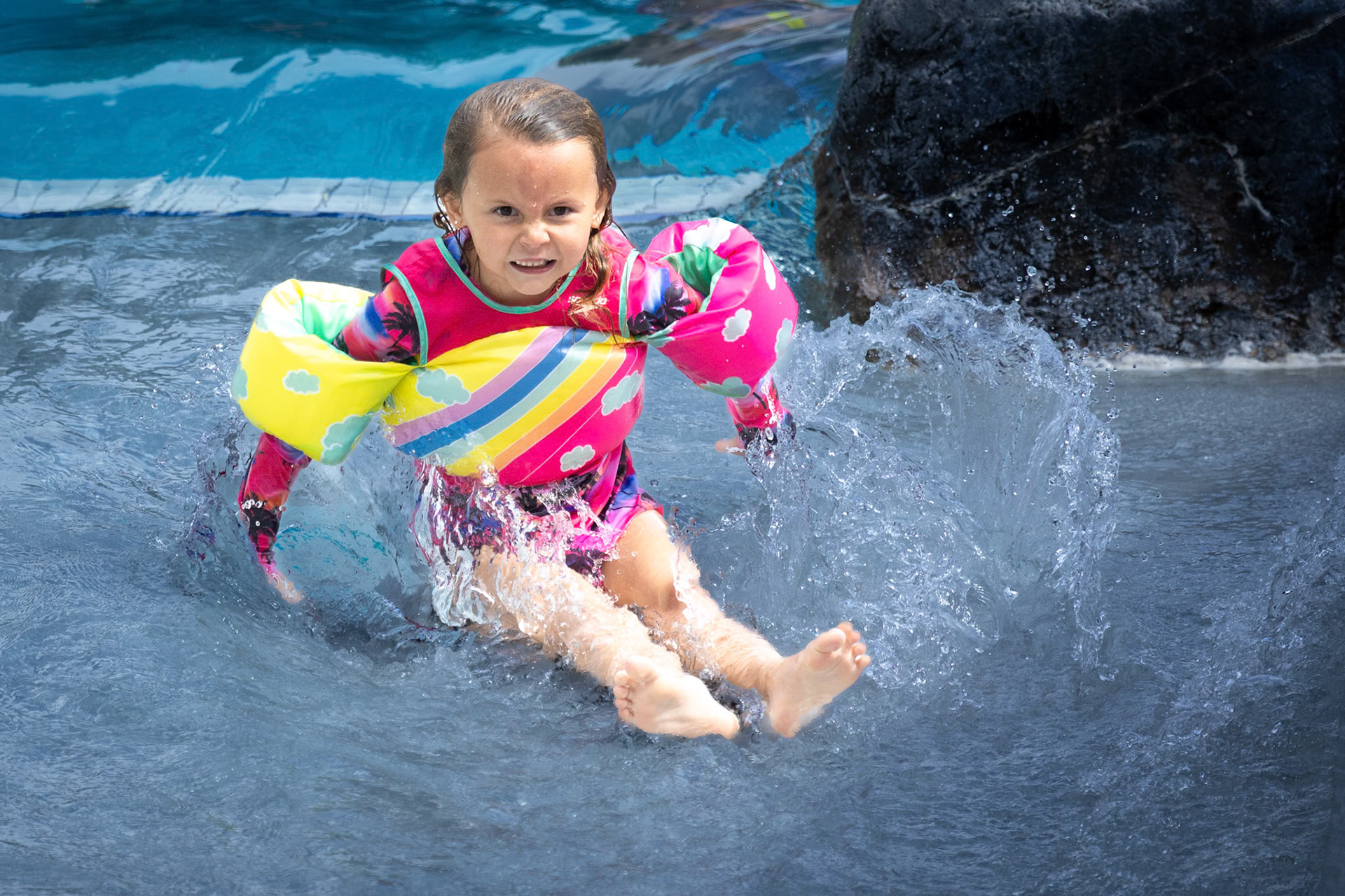 Attacking the water slide circuit at the Grand Wailea pool