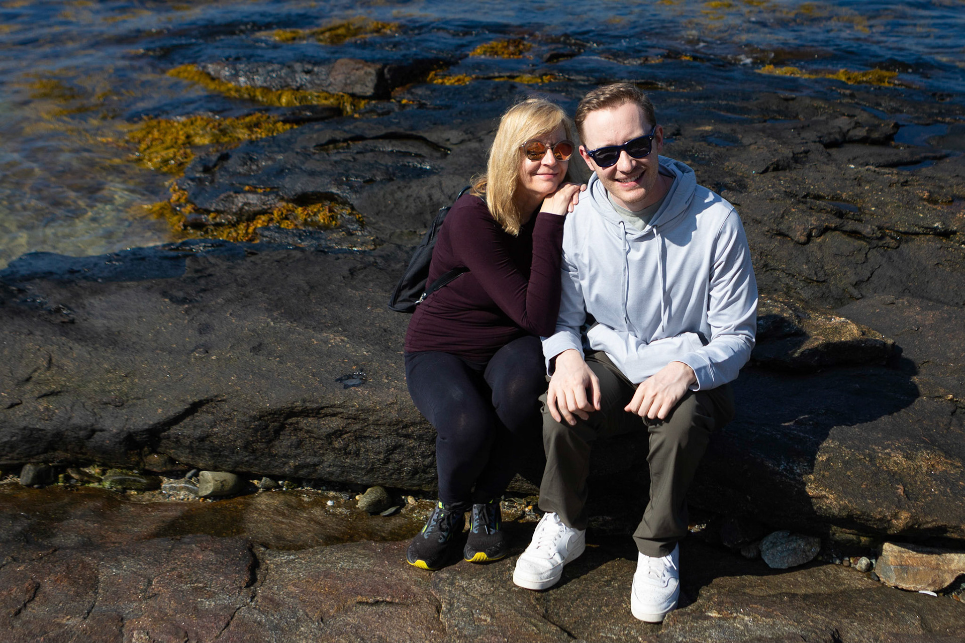 taking a break on the shorreline in Boothbay Harbor, Maine