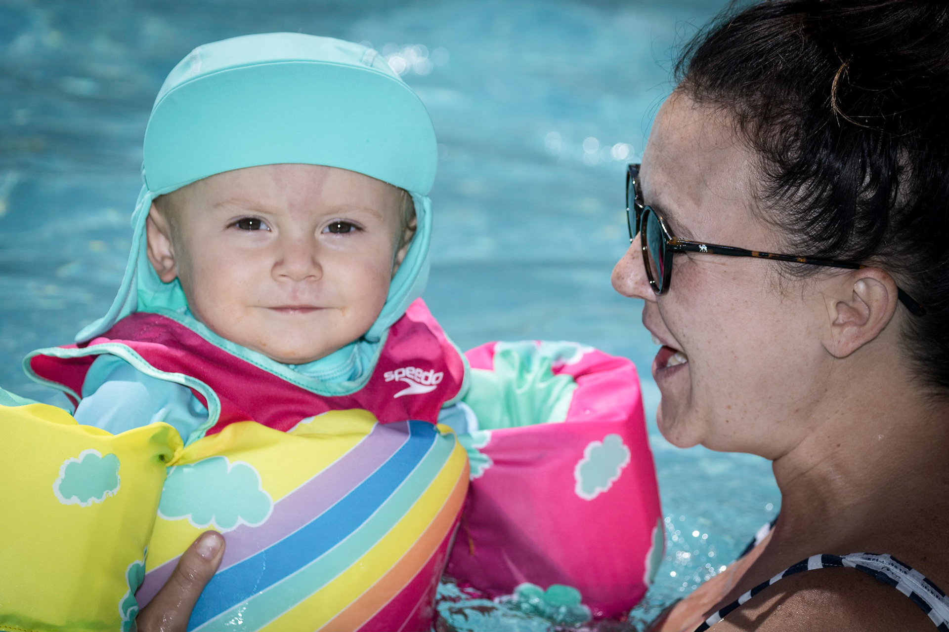 Pool time with mom