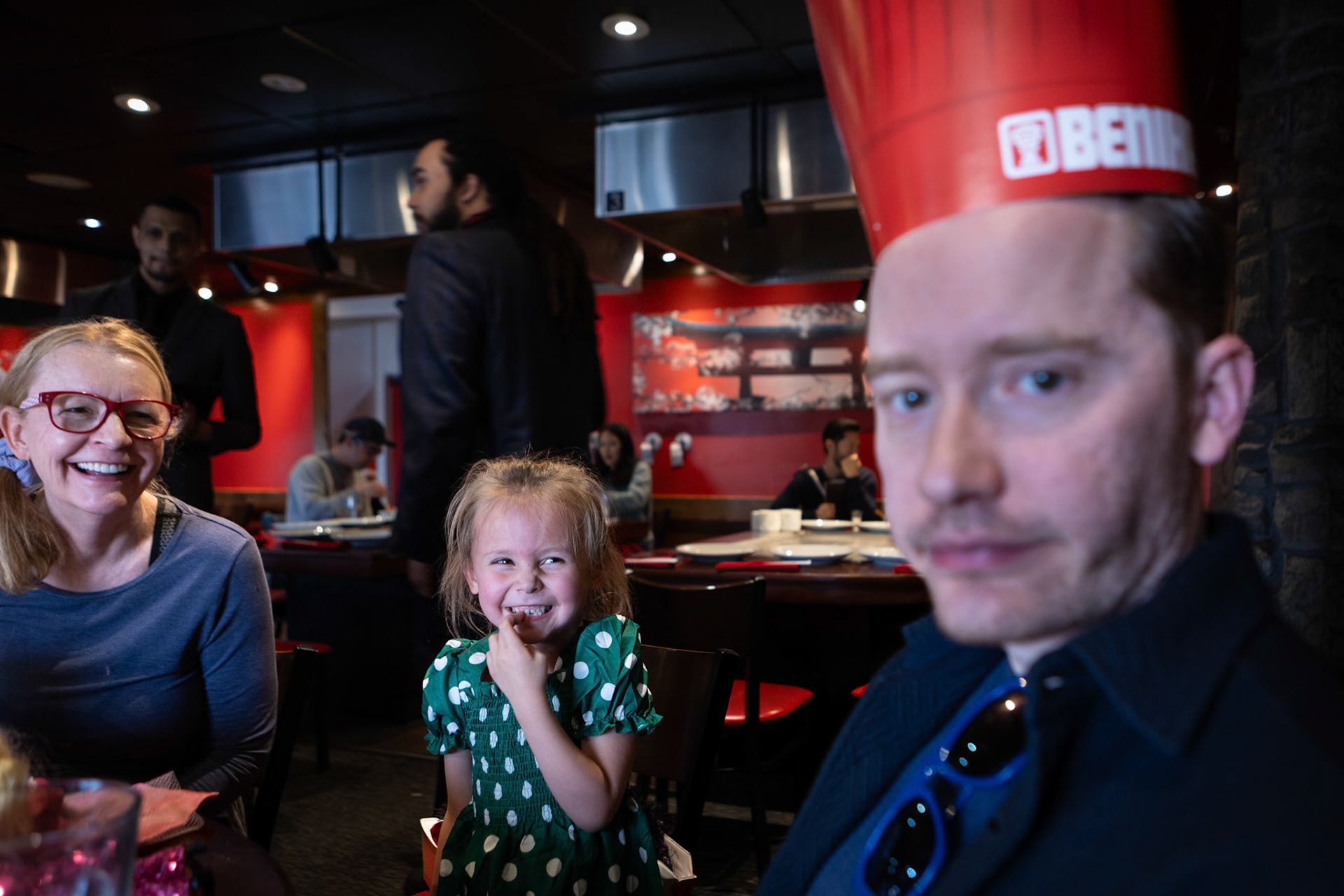 Goofing around with Uncle E at Benihana