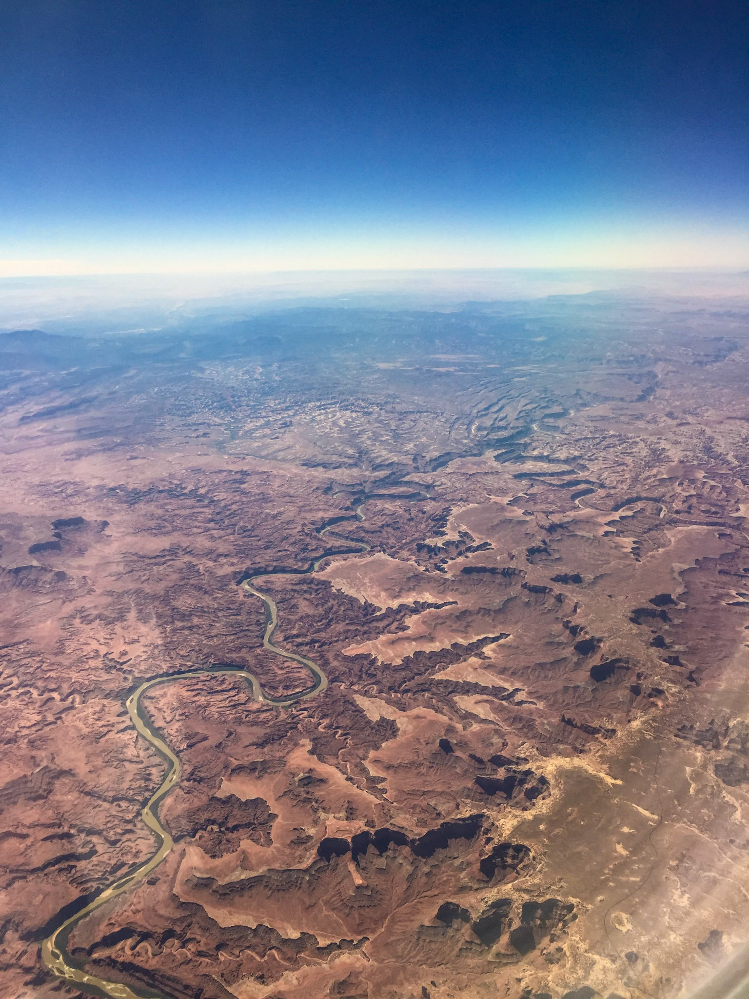 The Colorado River winds its way through the Grand Canyon.