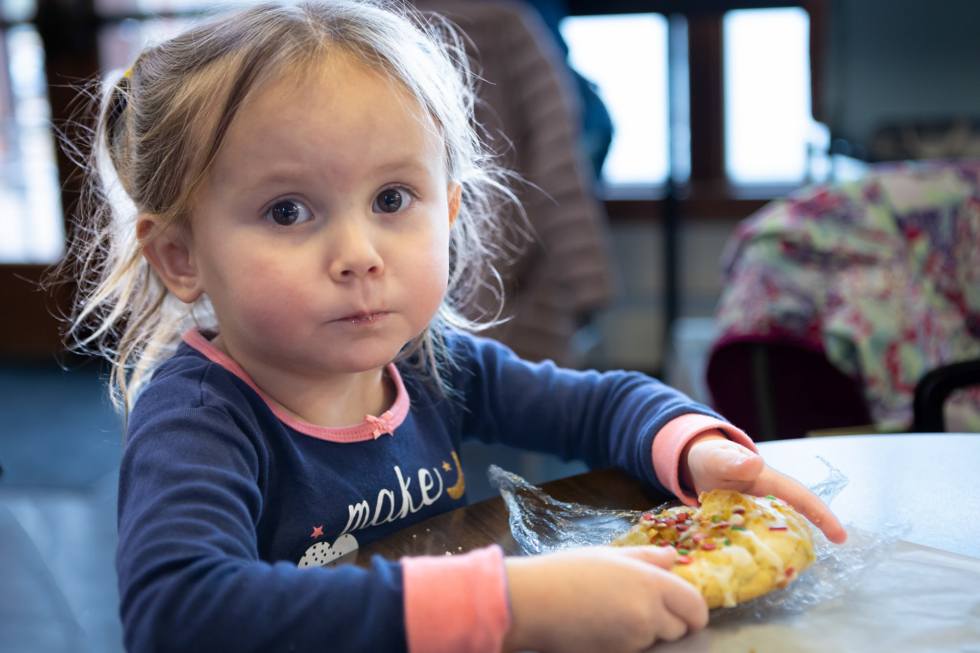 Having a snack at the library cafe