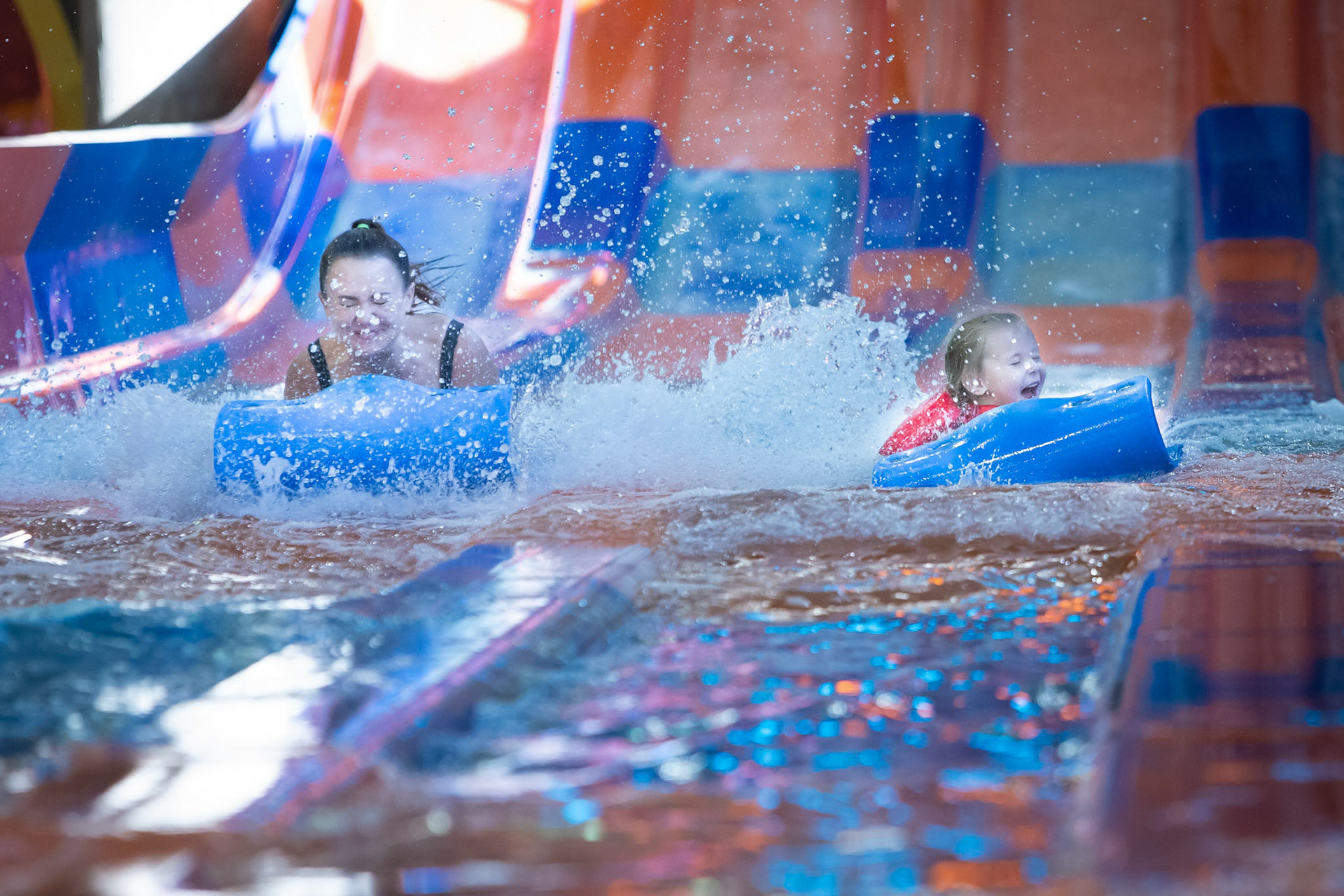 A plunge down the water slide at the Great Wolf Lodge in Colorado Springs