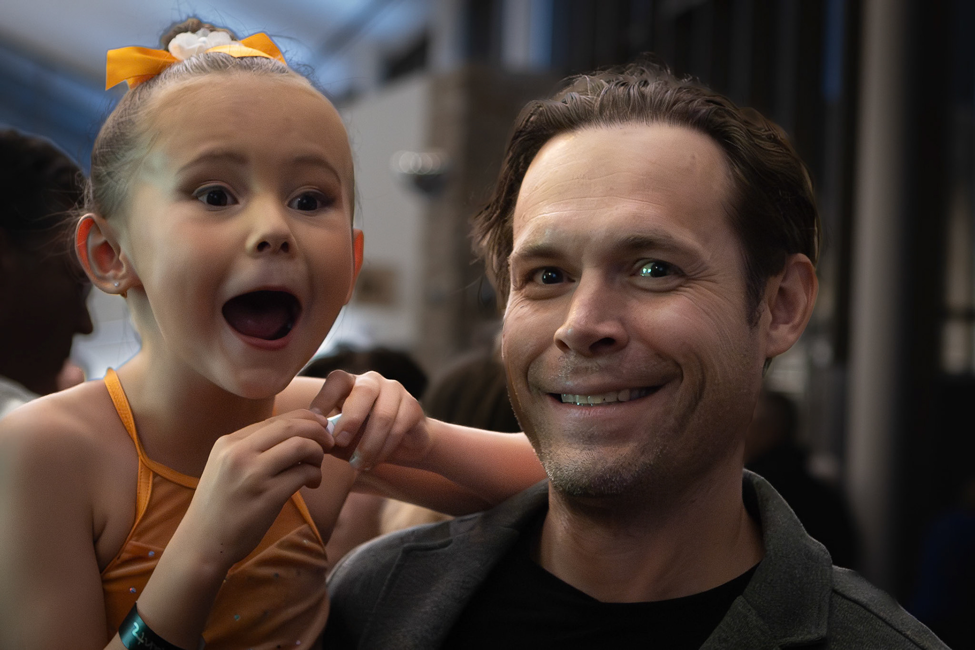 Happy to see her adoring fans after a ballet recital