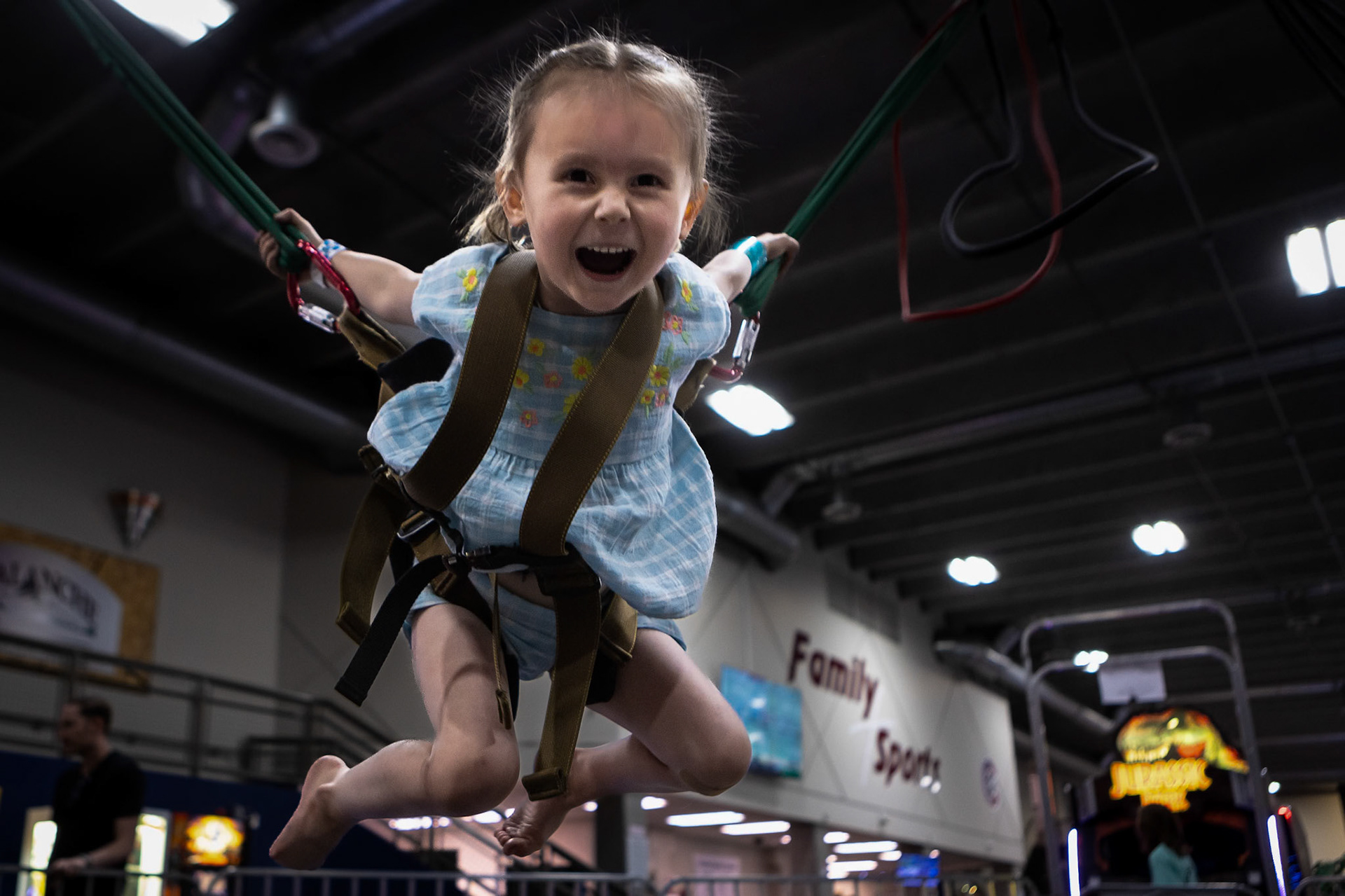 Going ballistic on the bungee trampoline at Family Sports Center