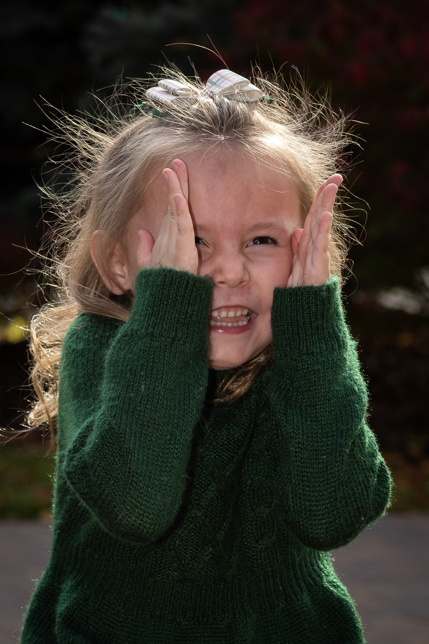 Playing peek-a-boo during a portrait sitting