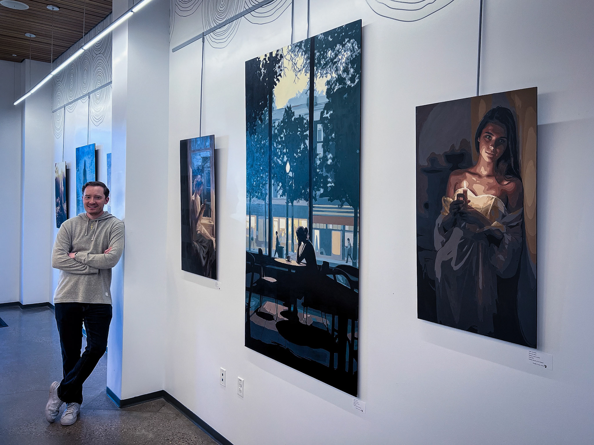 Setting up a new showing at the Douglas County Library in Lone Tree, CO