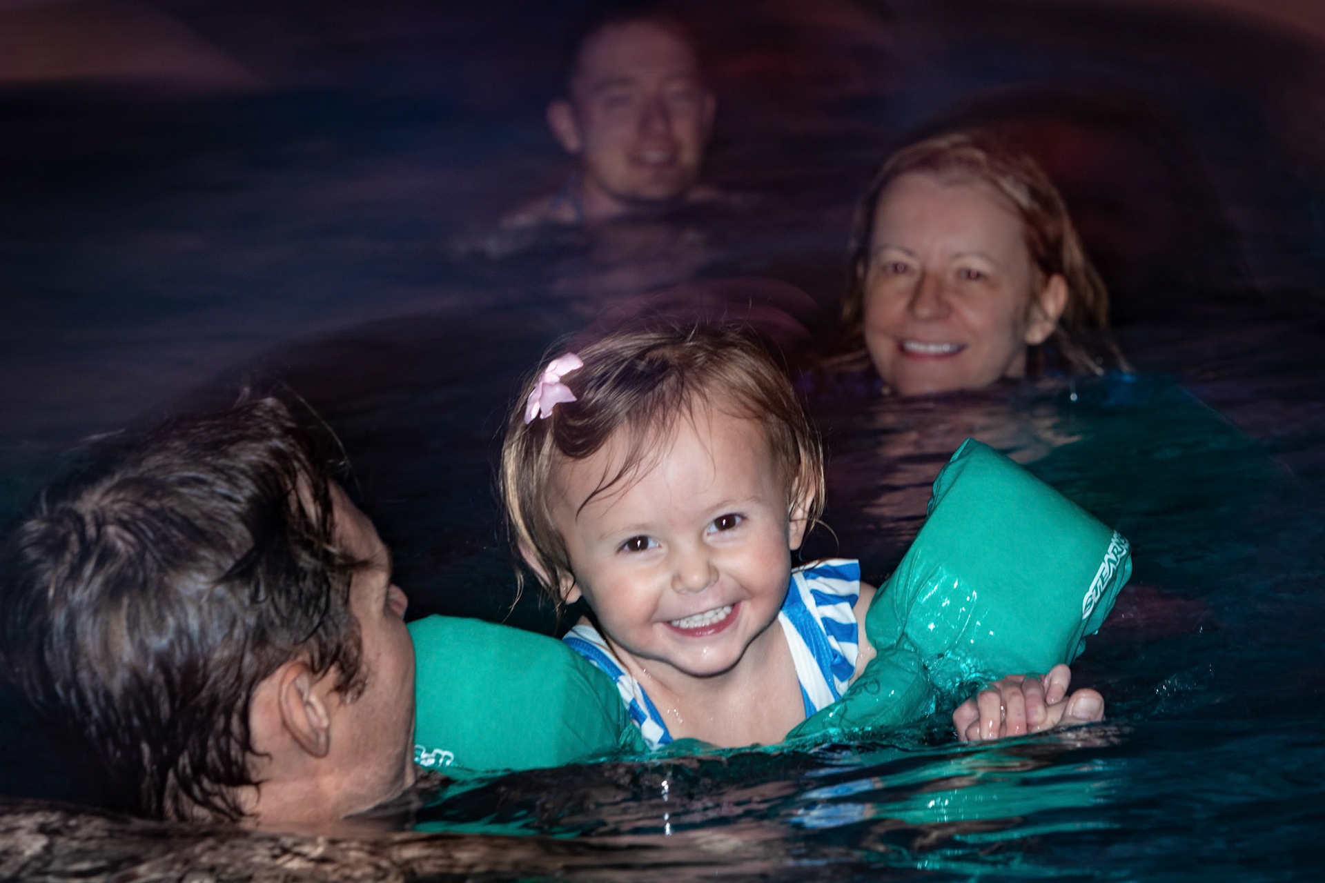 Cruising the Lazy River with Dad, Grandma and Uncle Evan