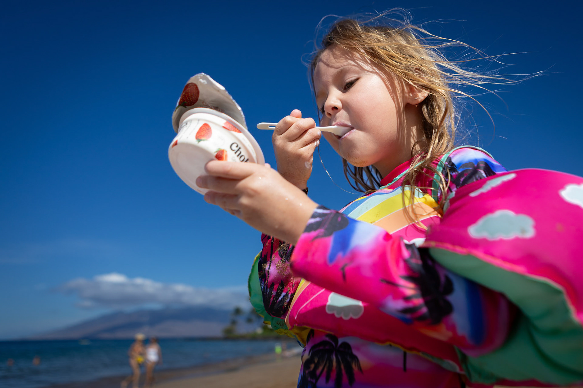 Enjoying a snack on the beach at Grand Wailea