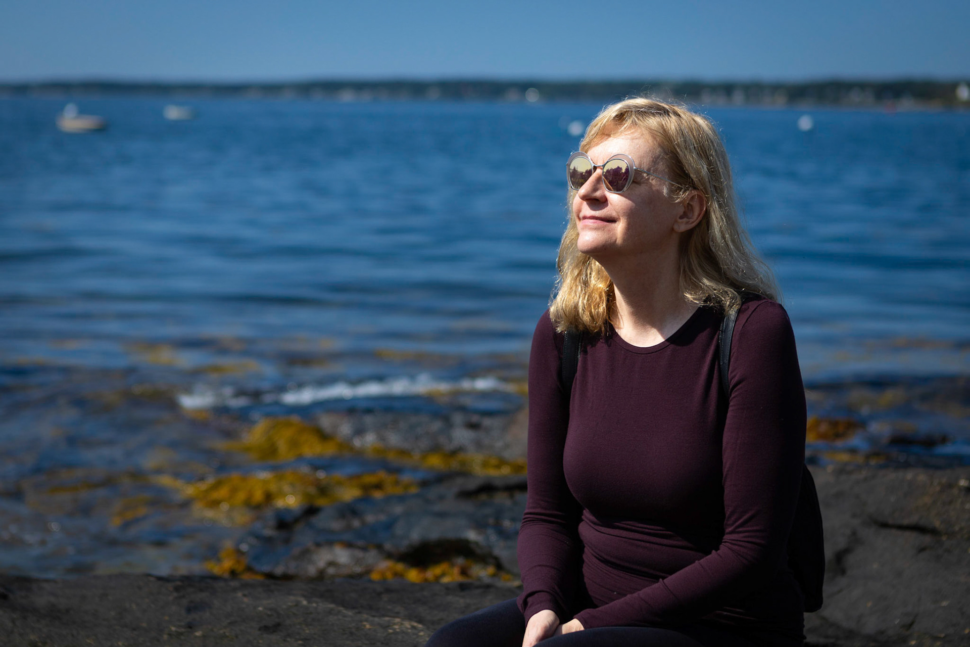 Taking a break on the shorreline in Boothbay Harbor, Maine