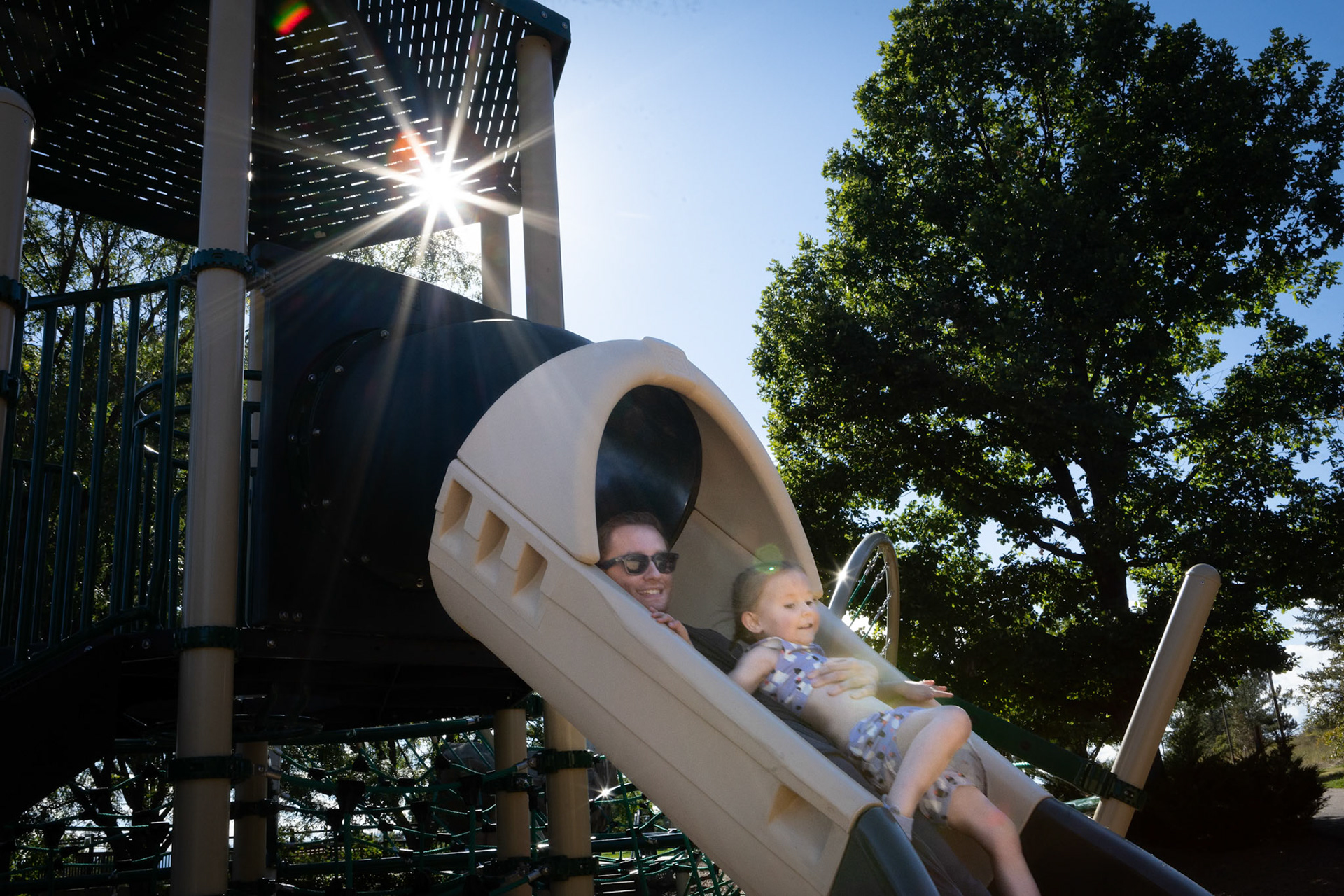 Down the slide with Uncle E