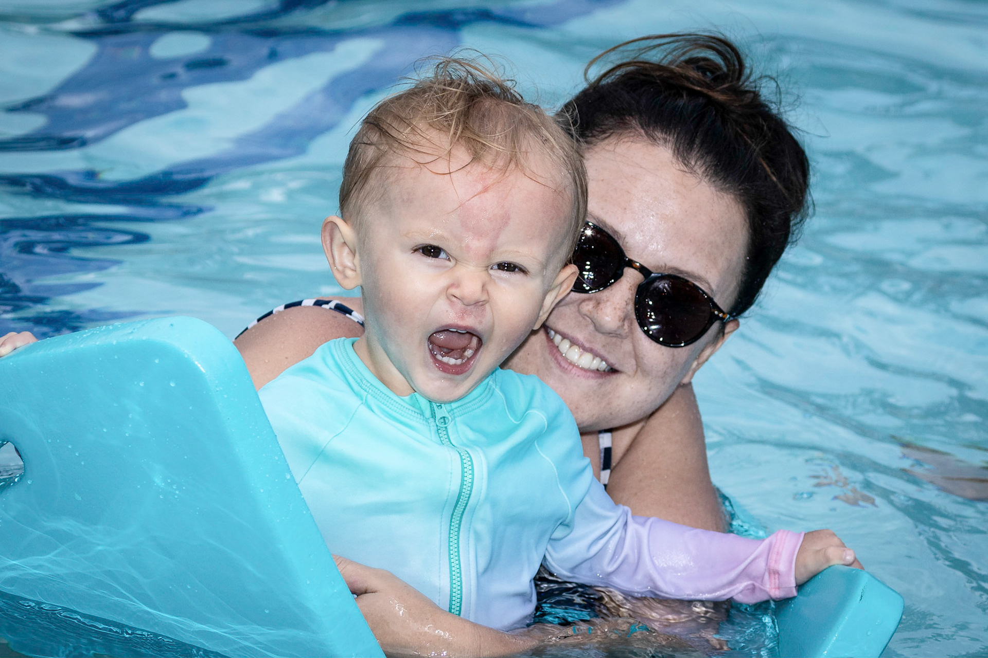 Pool time with mom