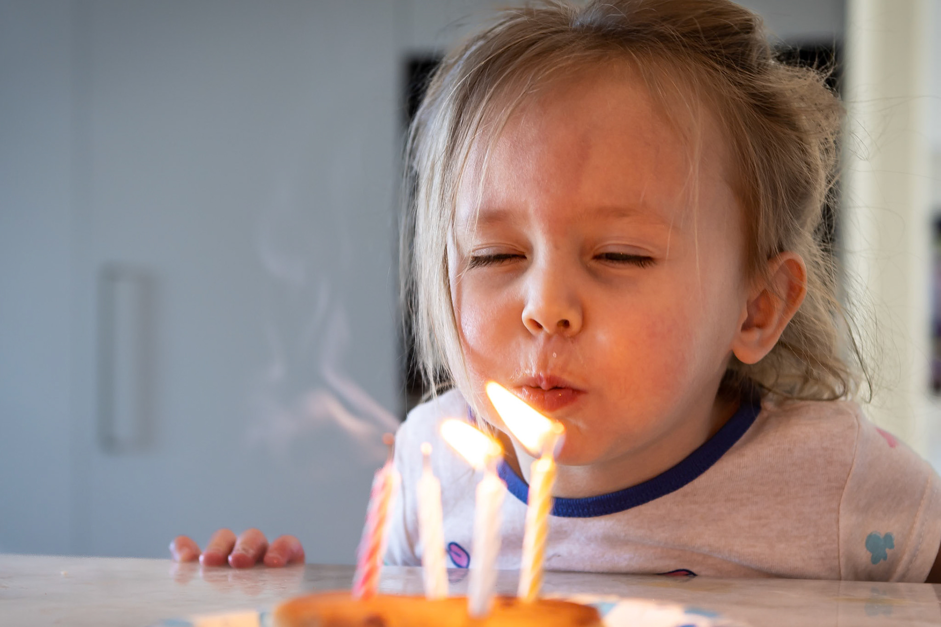 Practicing candle-blowing skills