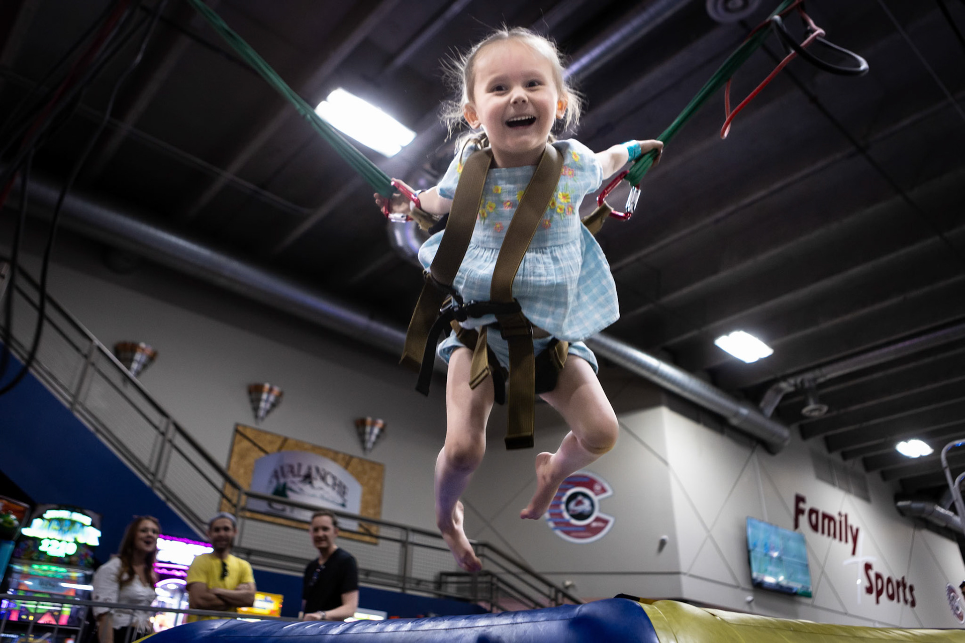 Going ballistic on the bungee trampoline at Family Sports Center