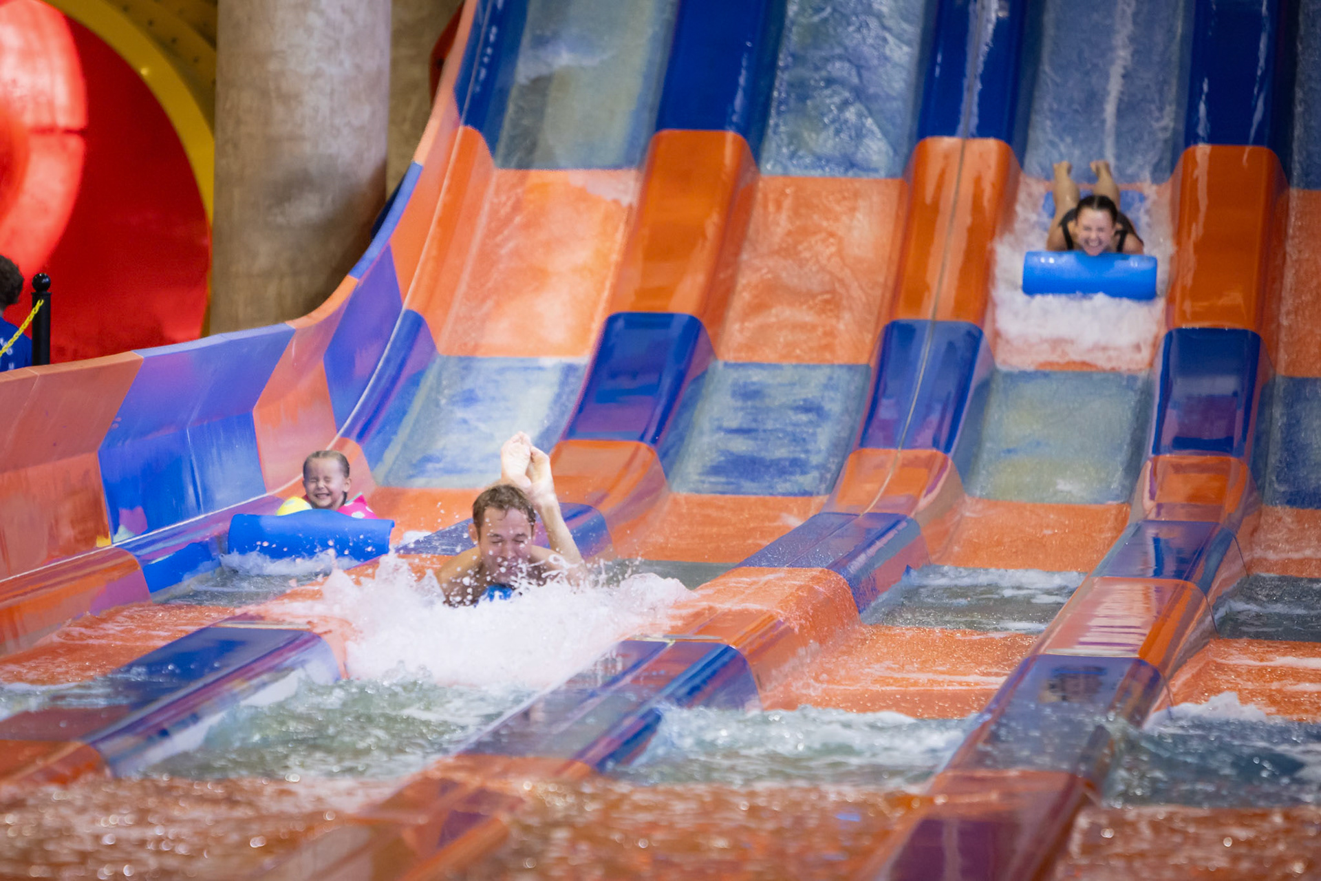 A family trip down the water slide at the Great Wolf Lodge in Colorado Springs