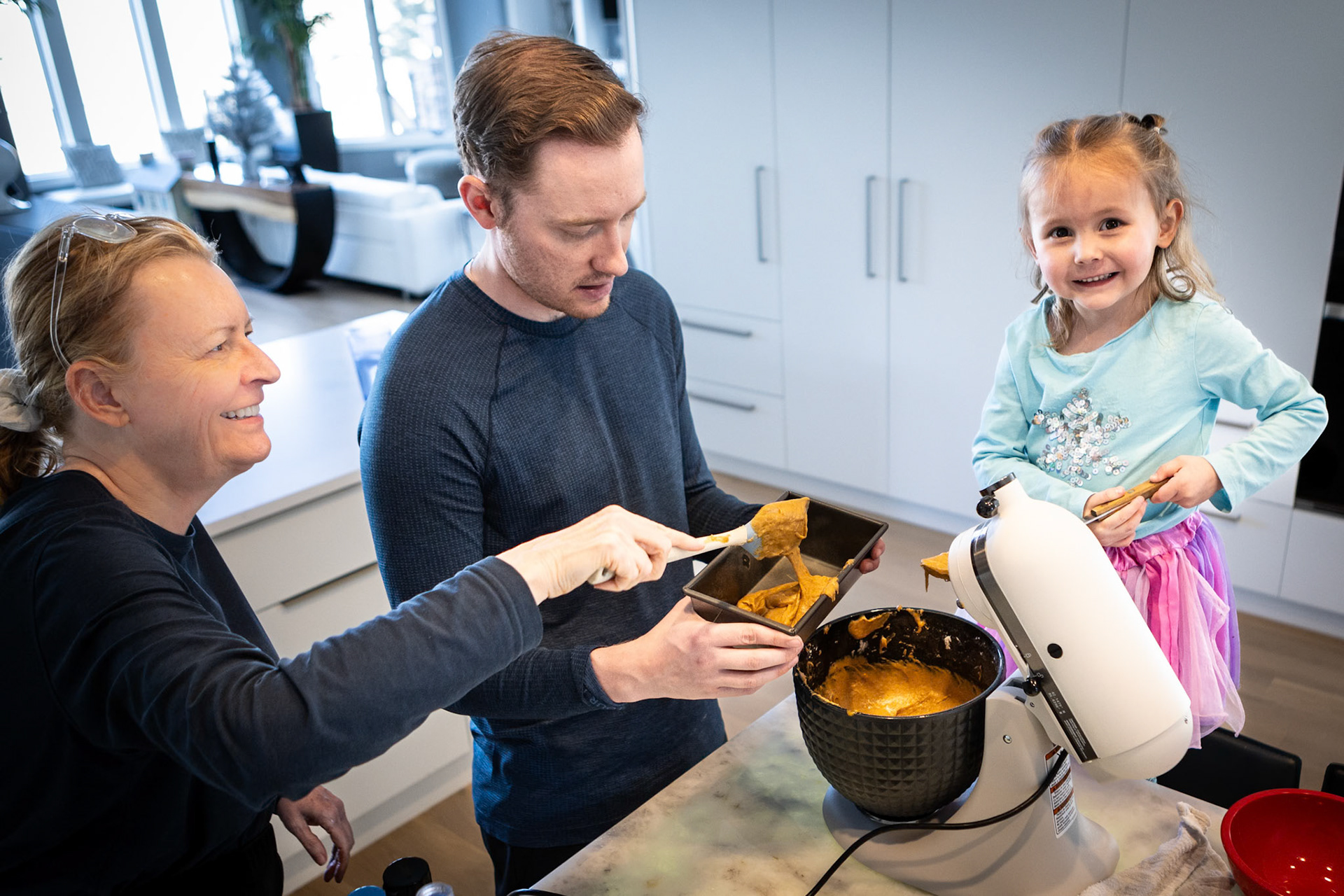 Making pumpkin bread with Mimi and Uncle E