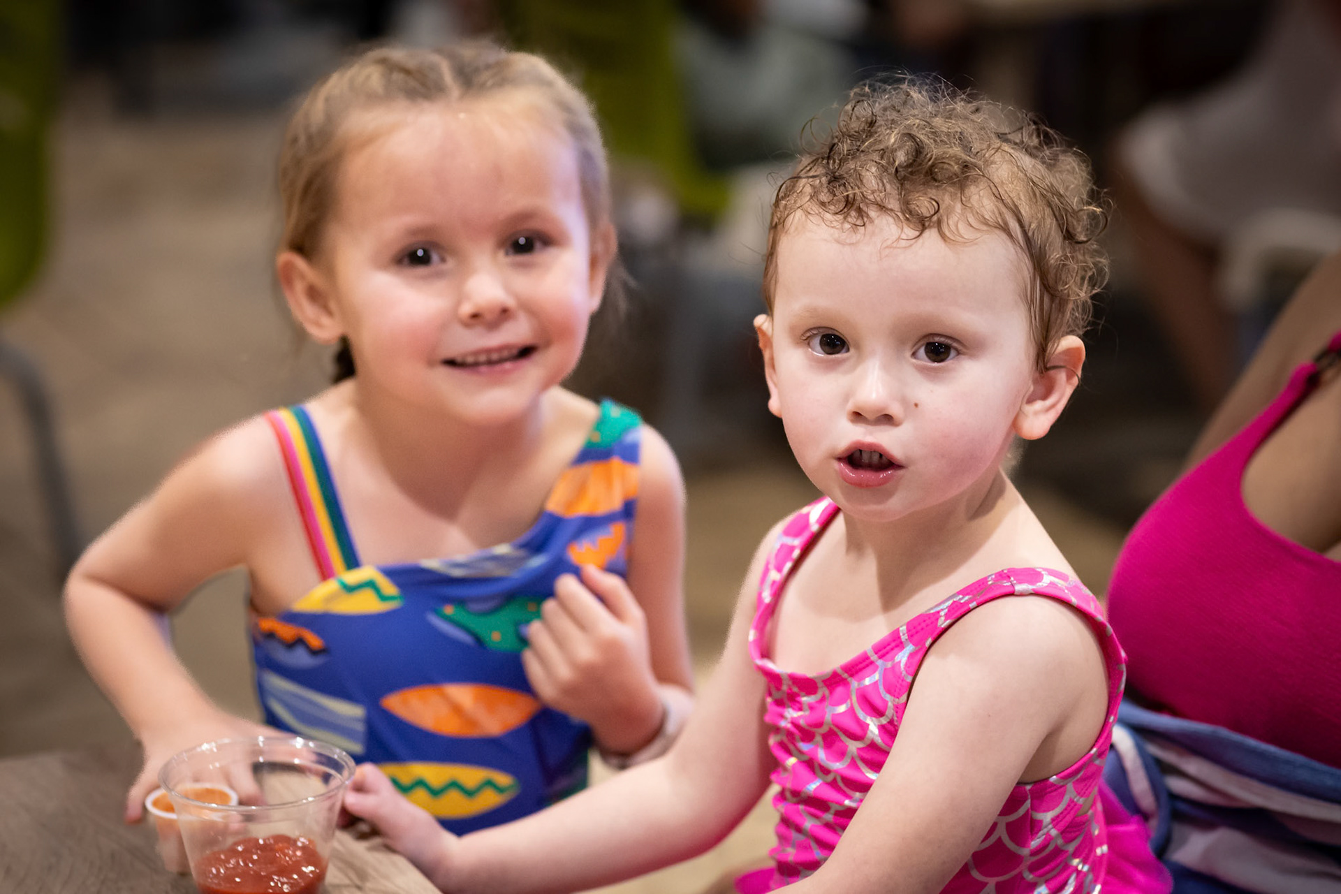 Taking a break in the food court at the Great Wolf Lodge in Colorado Springs