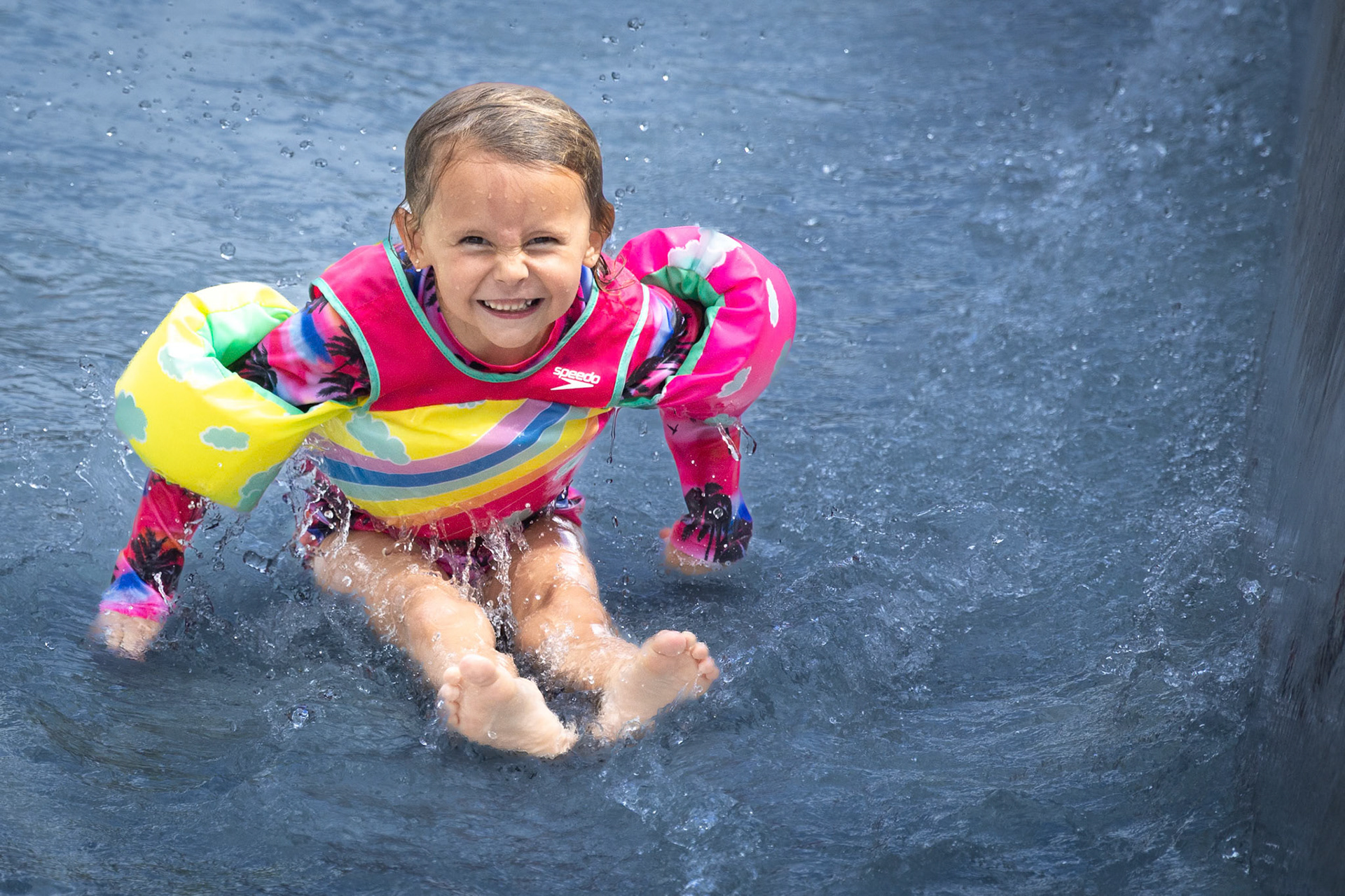 Attacking the water slide circuit at the Grand Wailea pool