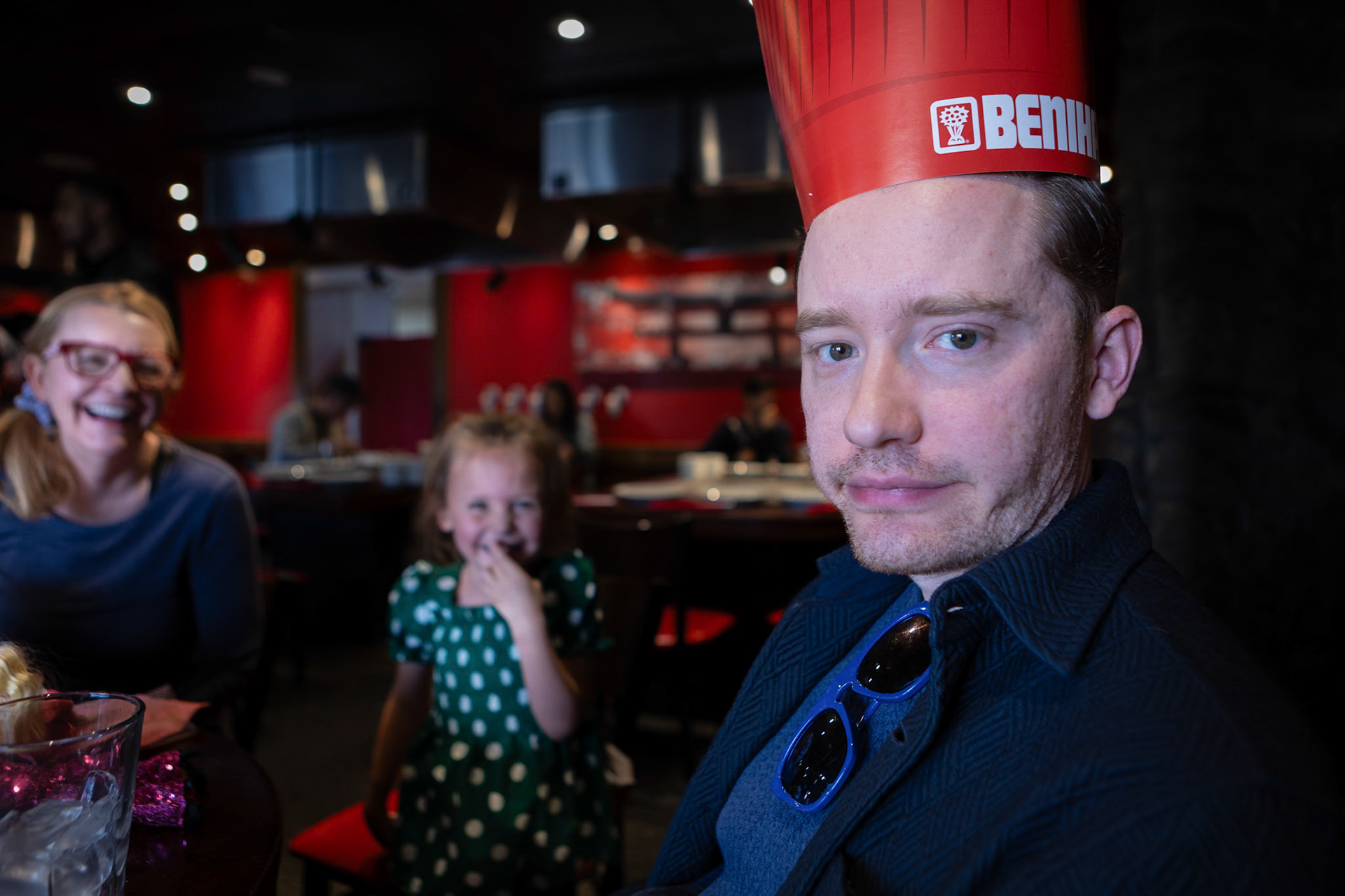 Goofing around with Uncle E at Benihana