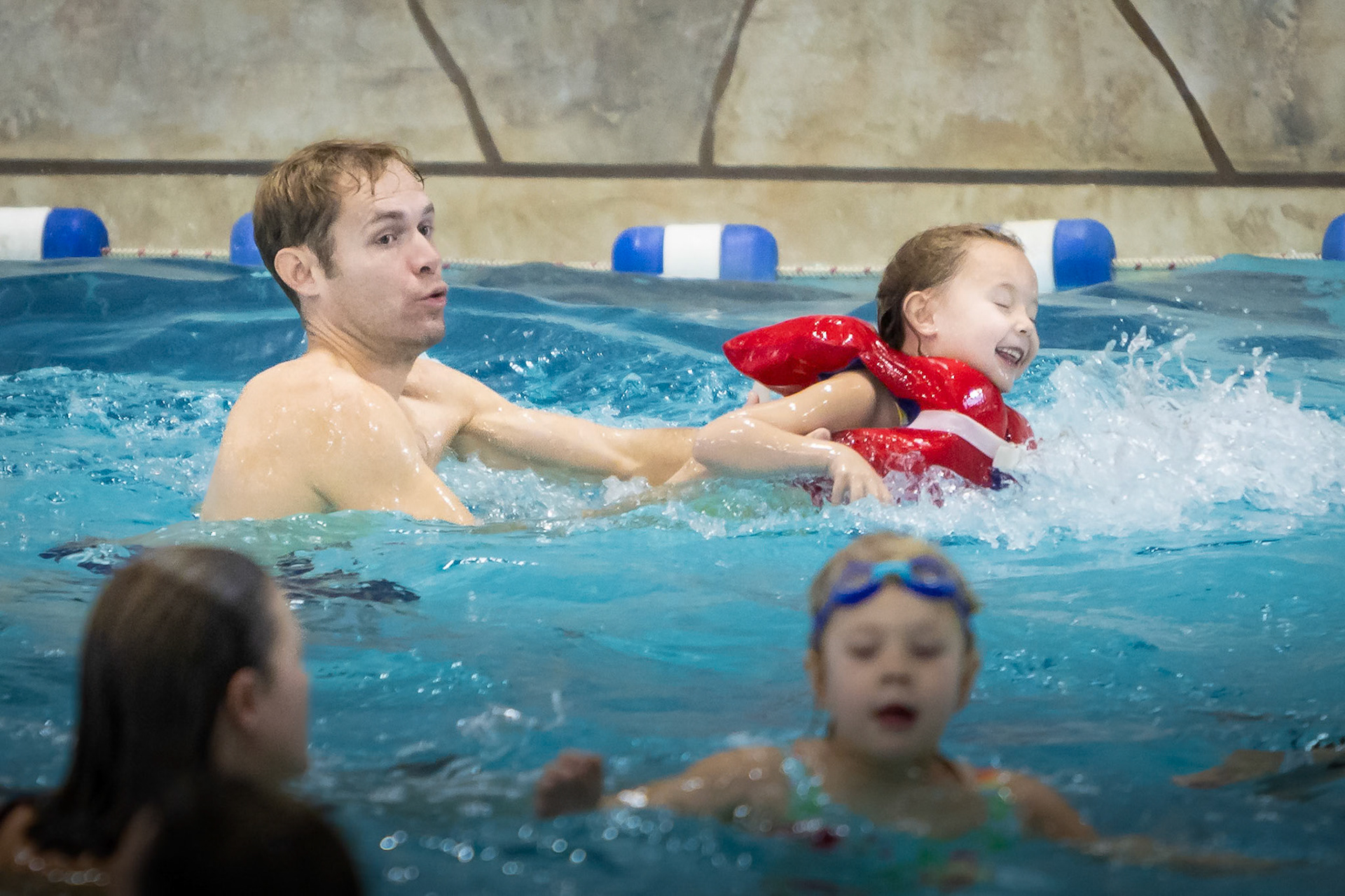 Surviving the wave pool at the Great Wolf Lodge in Colorado Springs