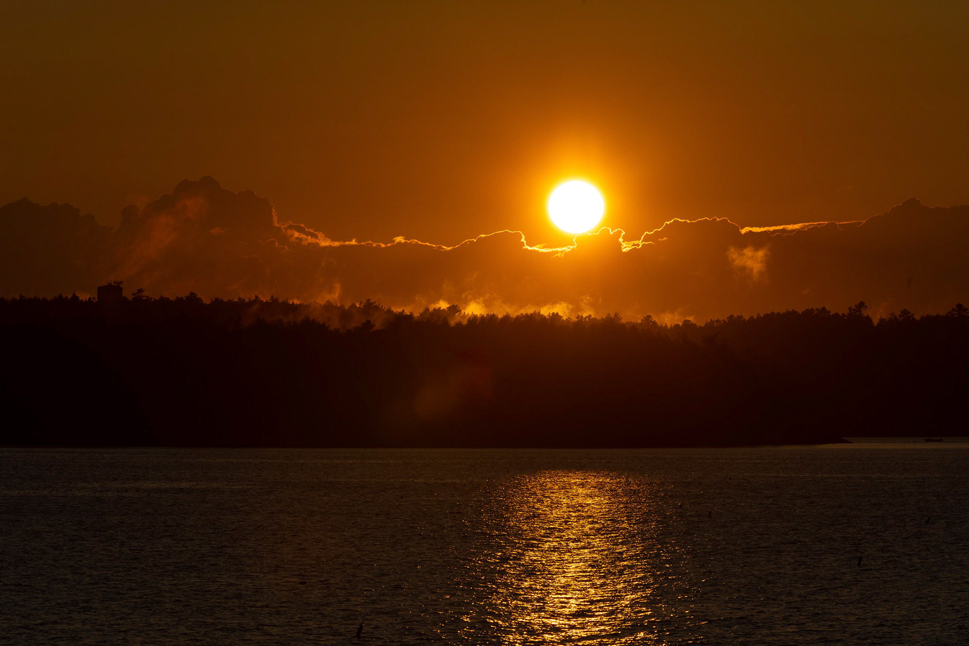 Sunset over Boothbay Harbor in Maine