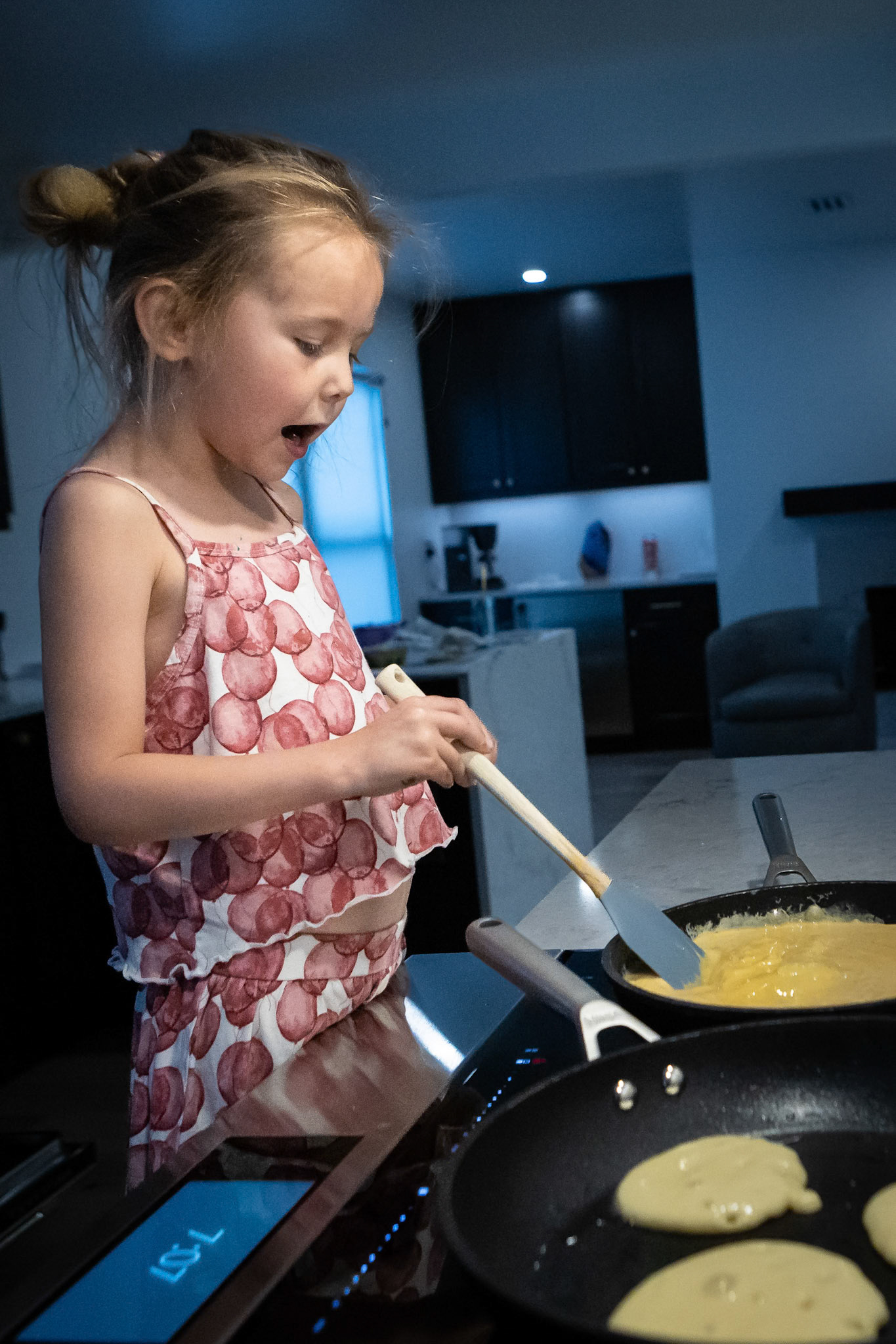 Shaking off some cobwebs while stirring the eggs