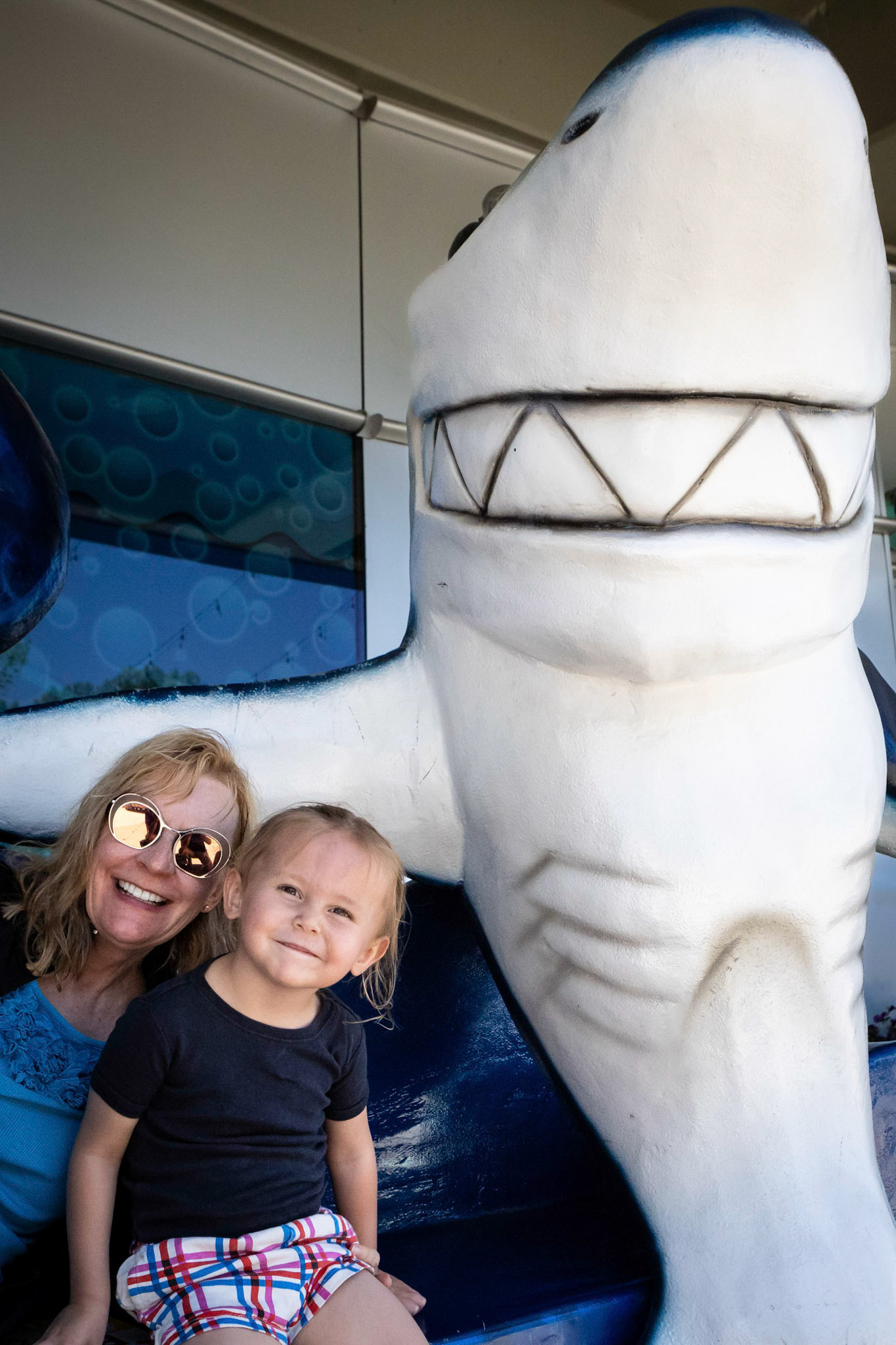 Taking a break with Sharkey at the Downtown Aquarium