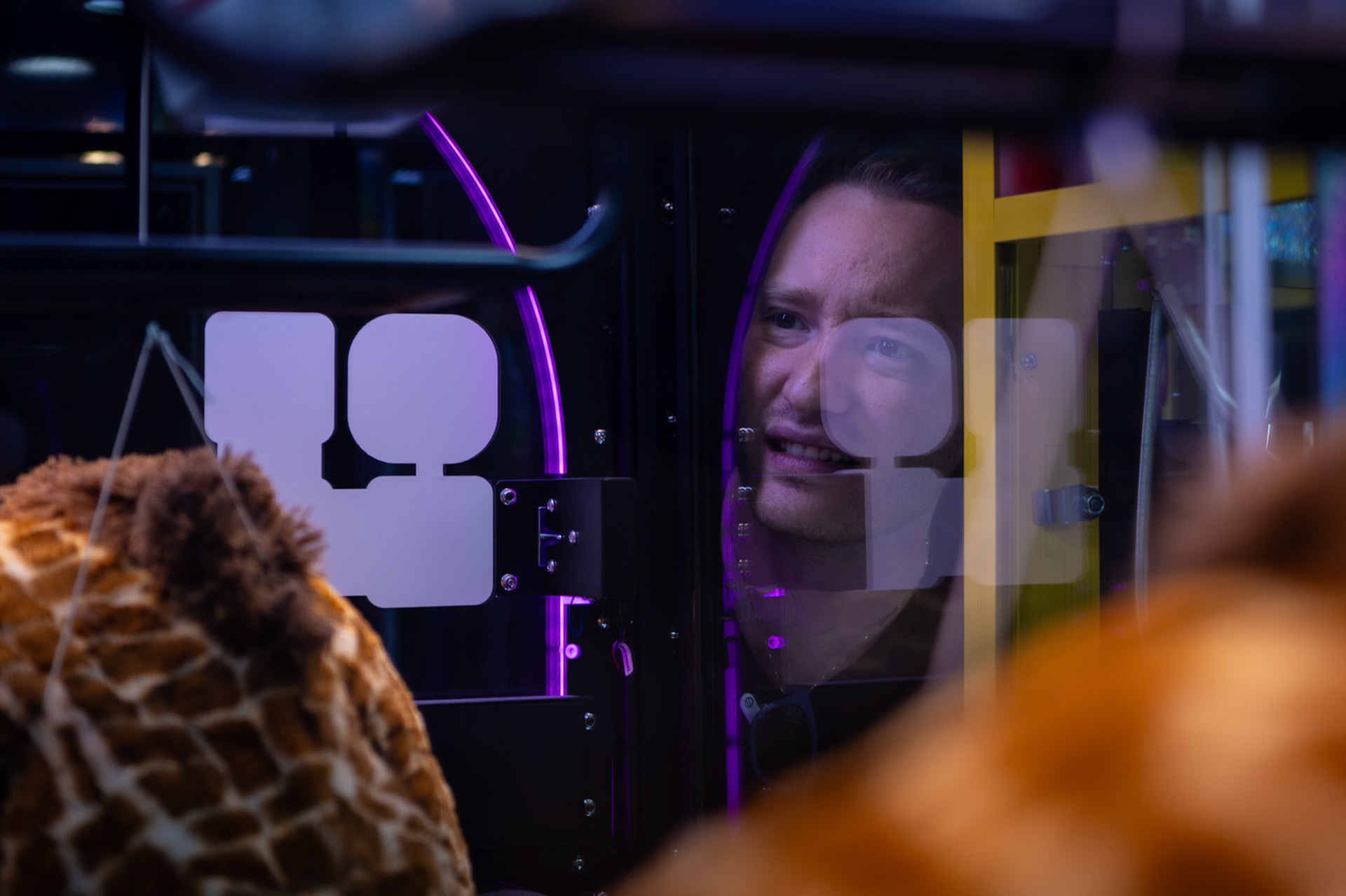 Getting just the right angle to score the big giraffe at Family Sports Center
