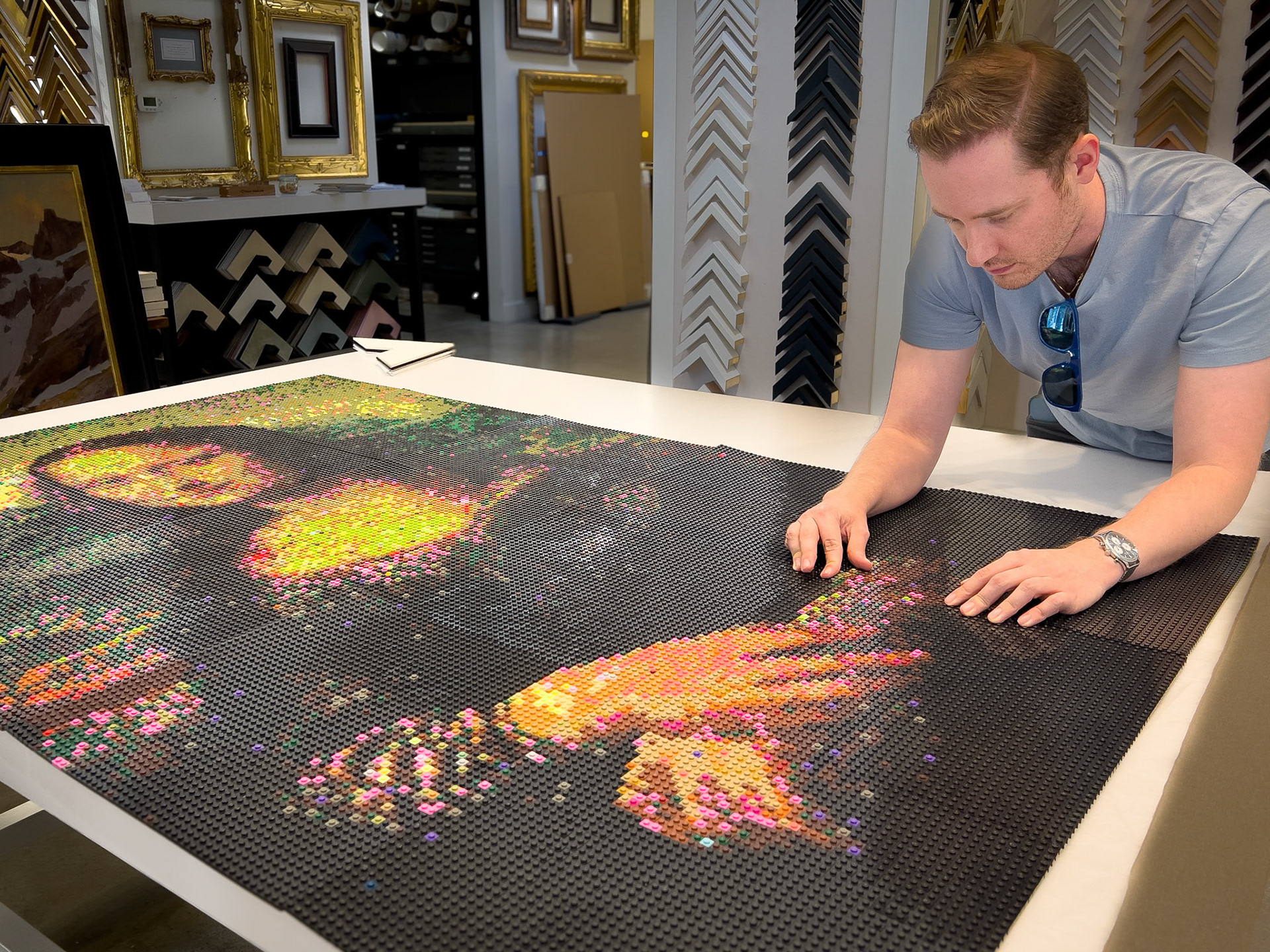 Preparing a new piece to go on display