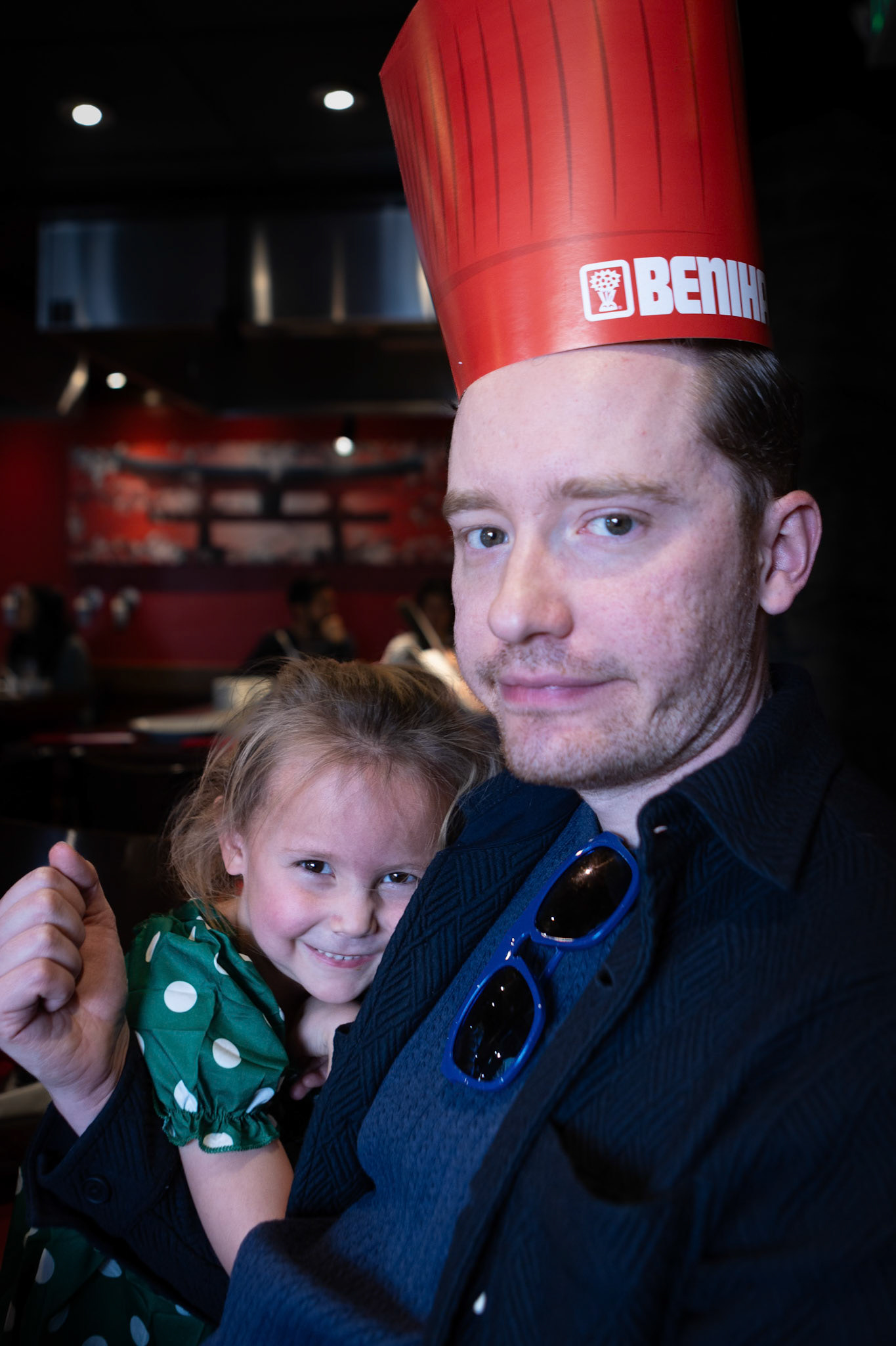 Goofing around with Uncle E at Benihana