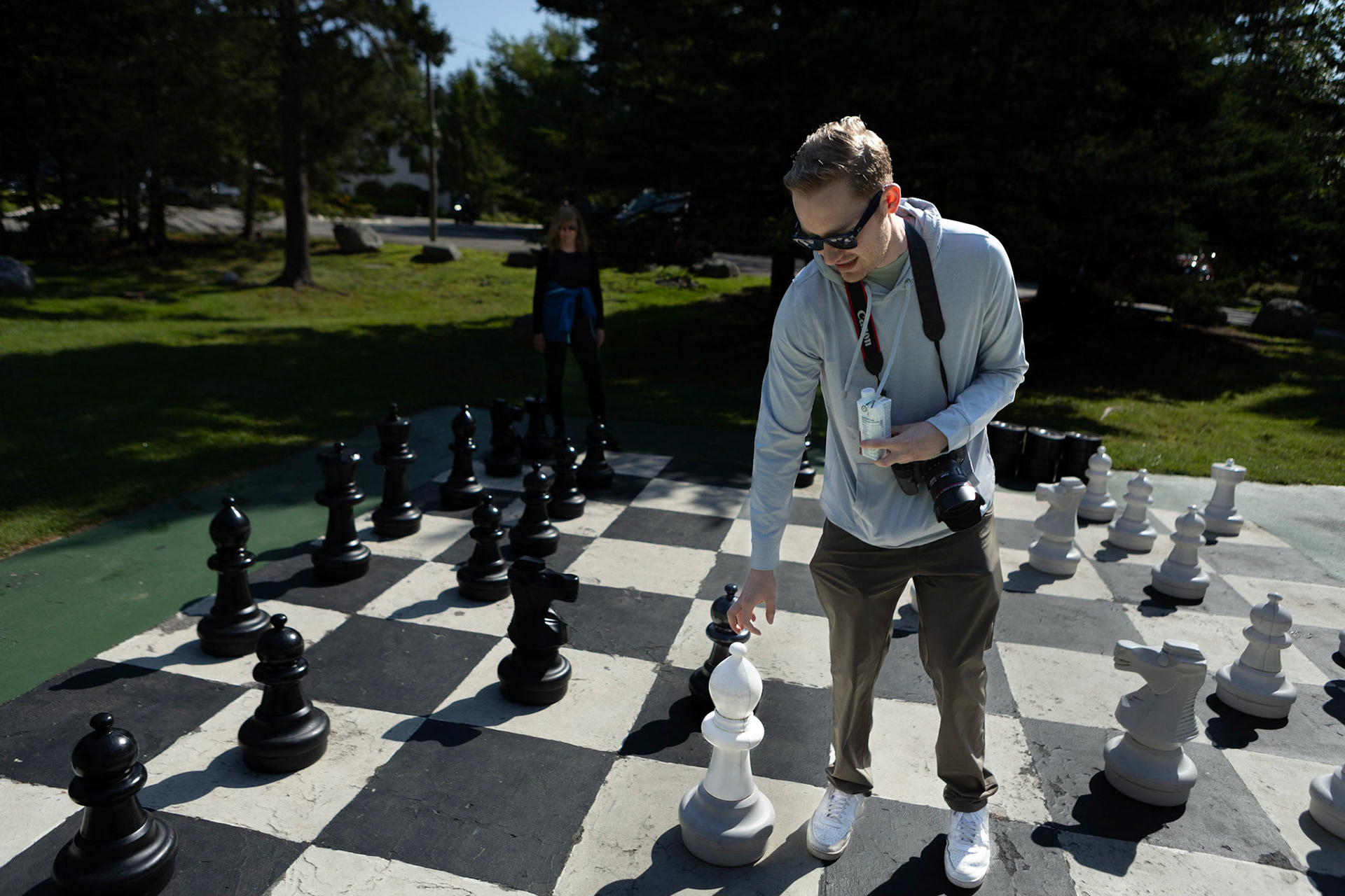 Indulging in a game of life-size chess