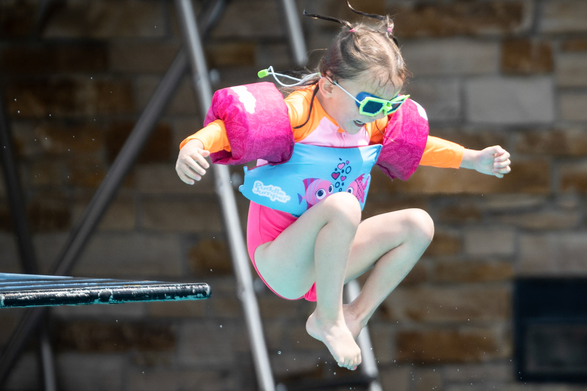 Taking a plunge off of the diving board