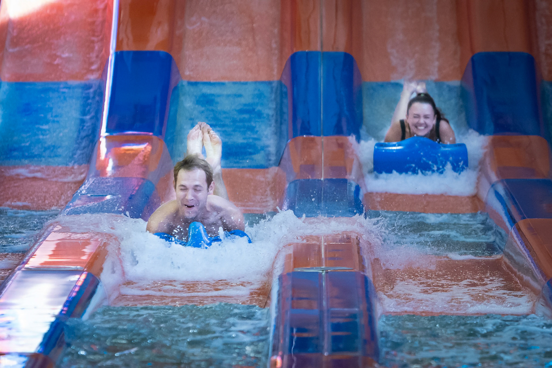 A plunge down the water slide at the Great Wolf Lodge in Colorado Springs