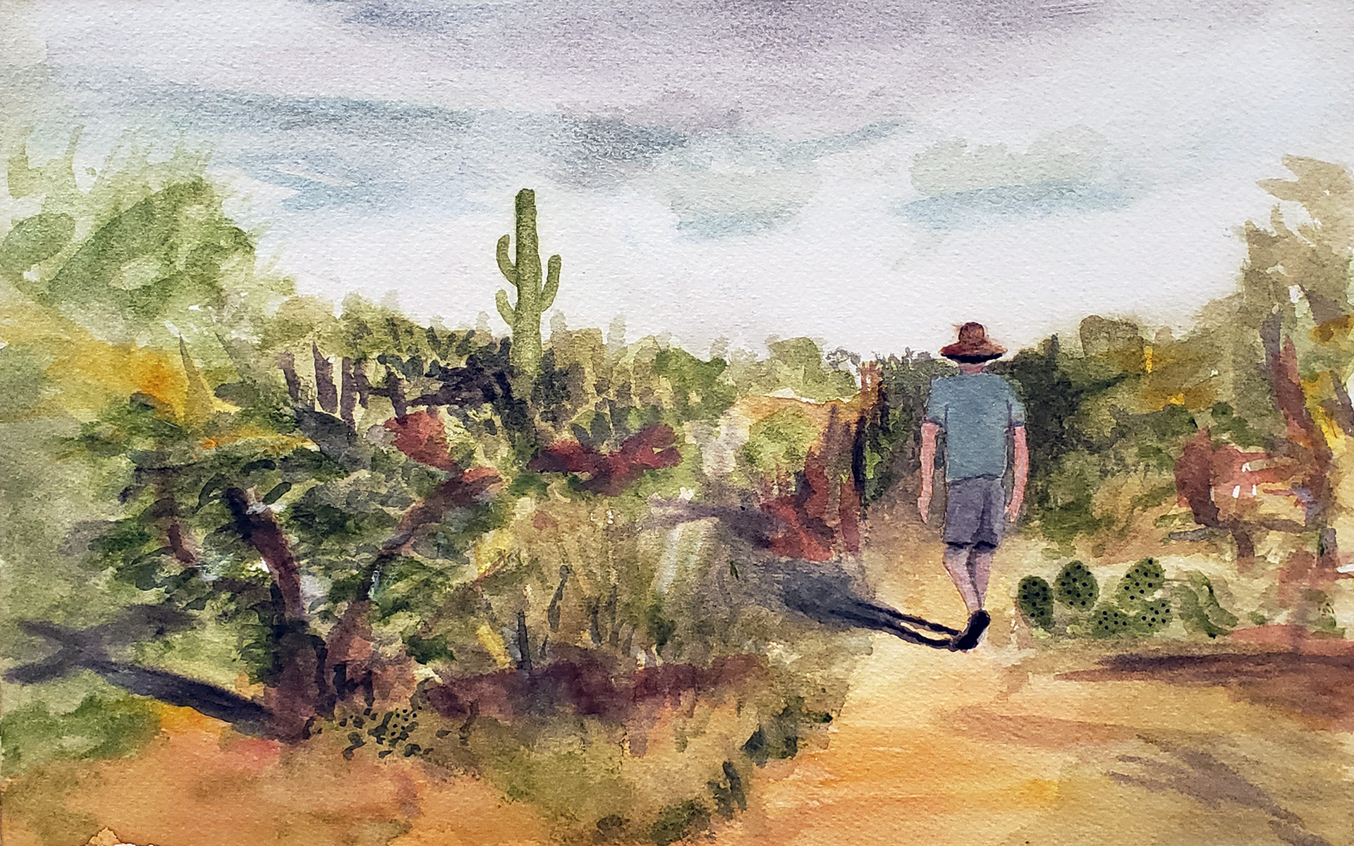 Desert Hike, 2025. Watercolor, 8 x 12 inches.