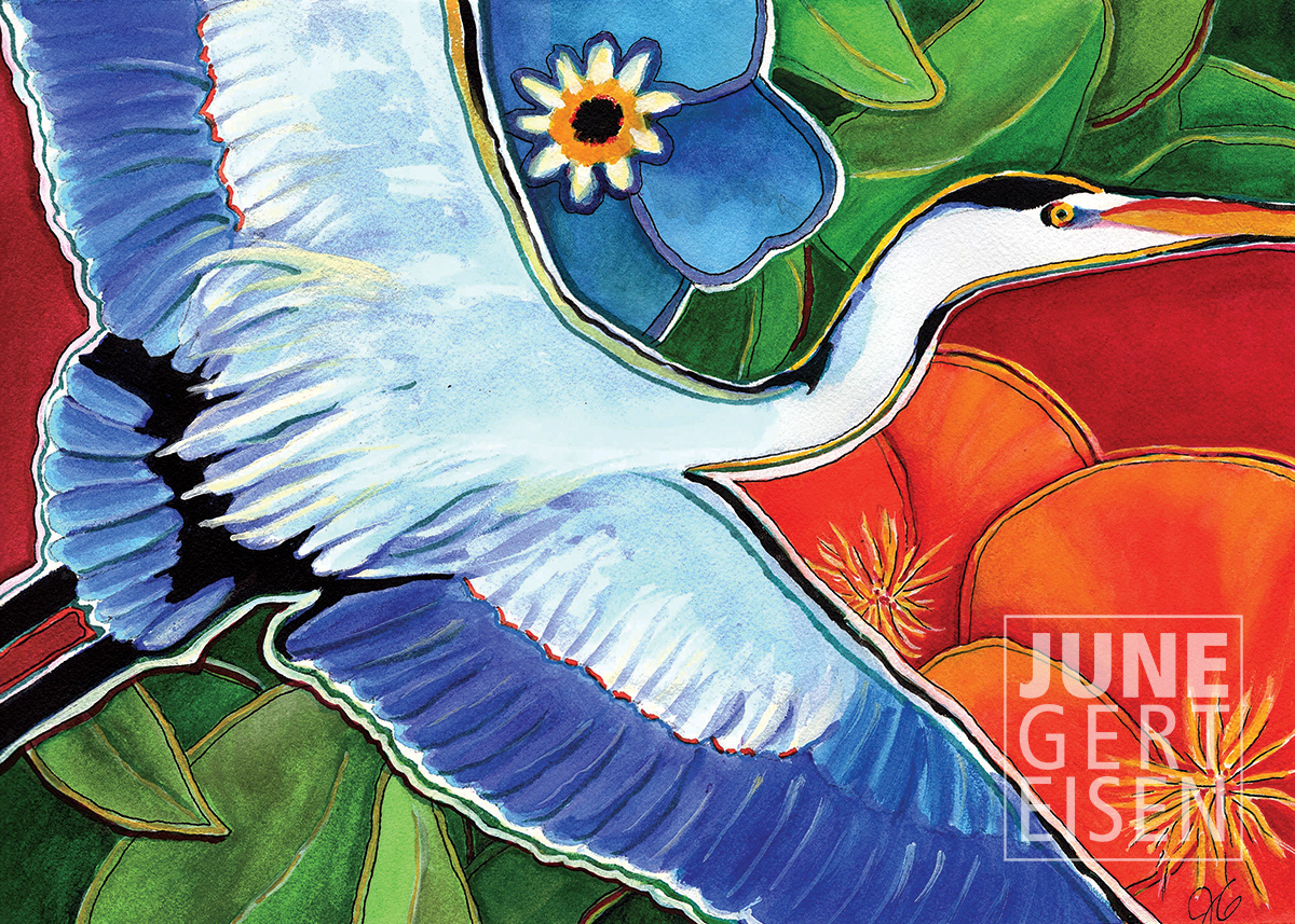 SOLD. Blue Heron. 2020. Watercolor, 10 x 14 inches.