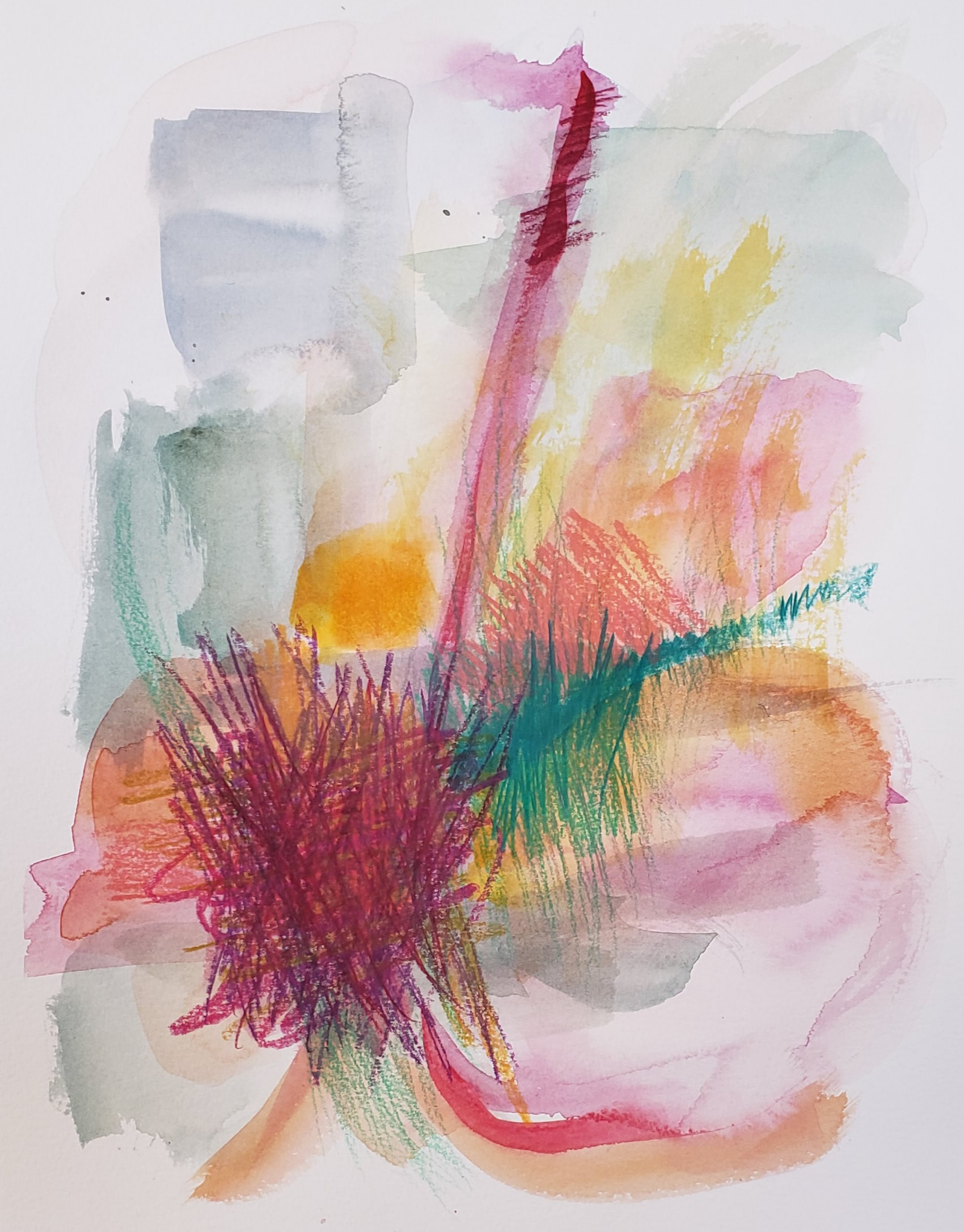 Desert Sunrise No.1. Watercolor and colored pencil, 12 x 9 inches.